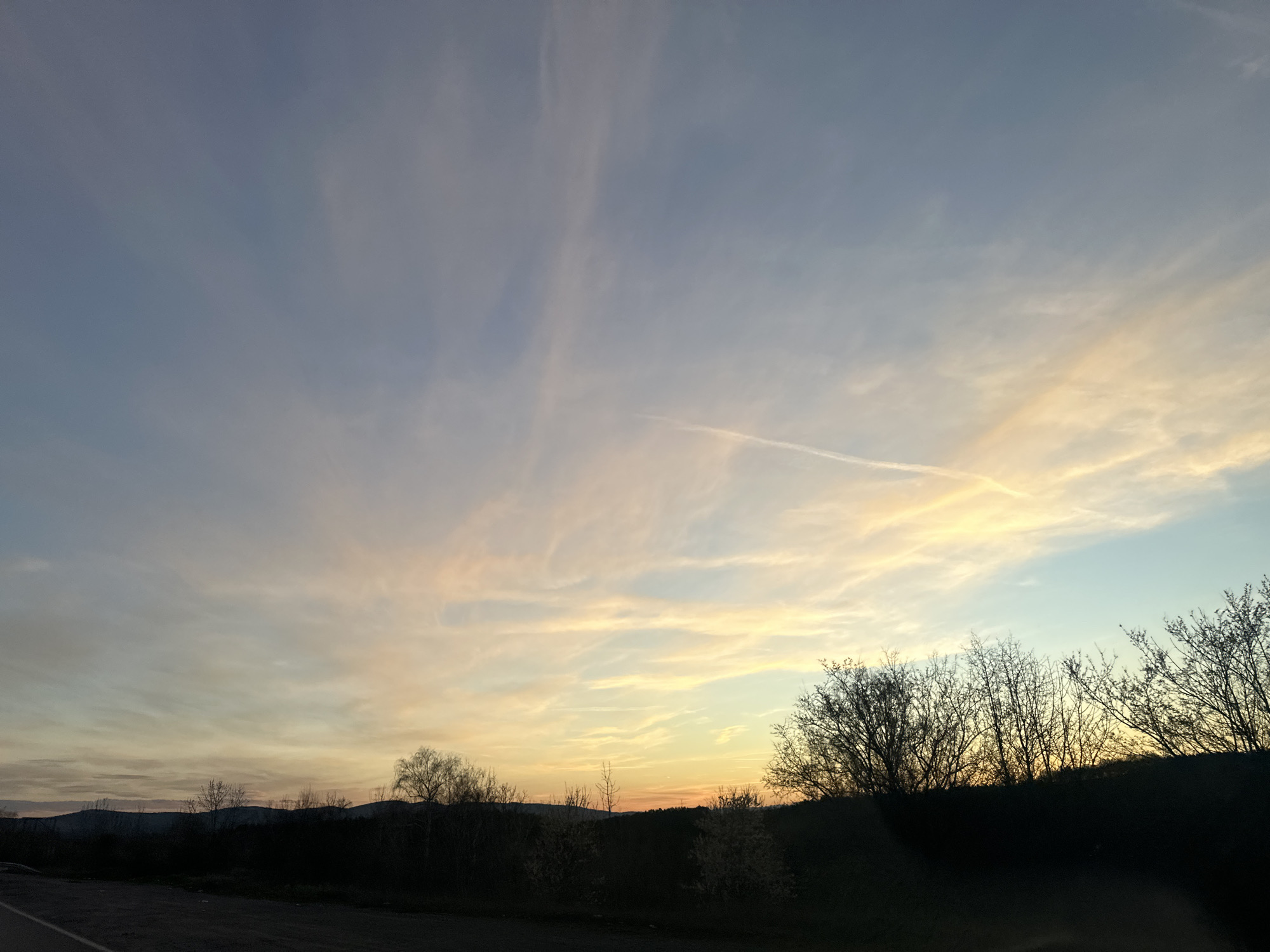 Sunset observed in Vladaya, Bulgaria with colorful sky