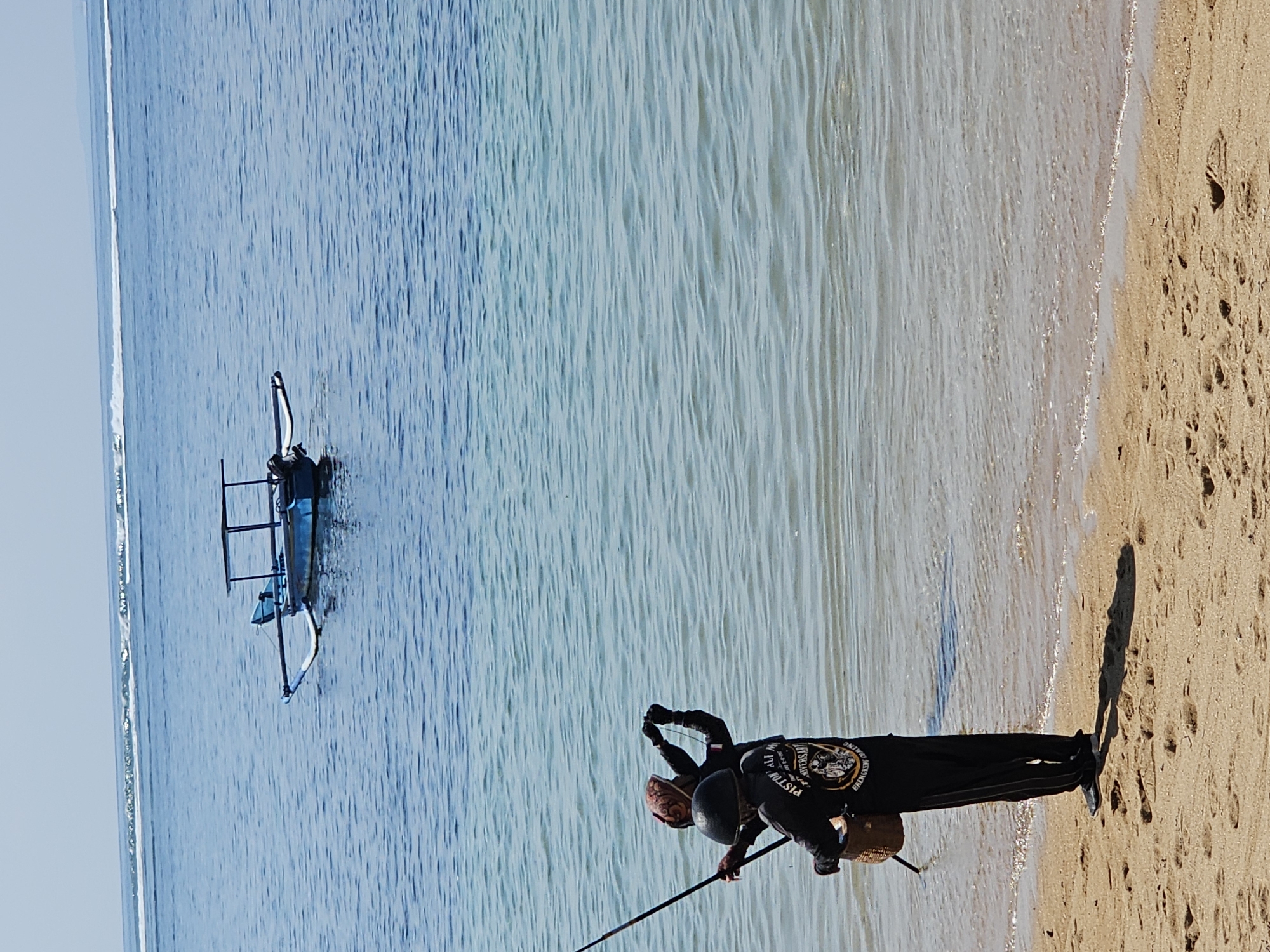 Early morning fishing activity observed on Denpasar beach