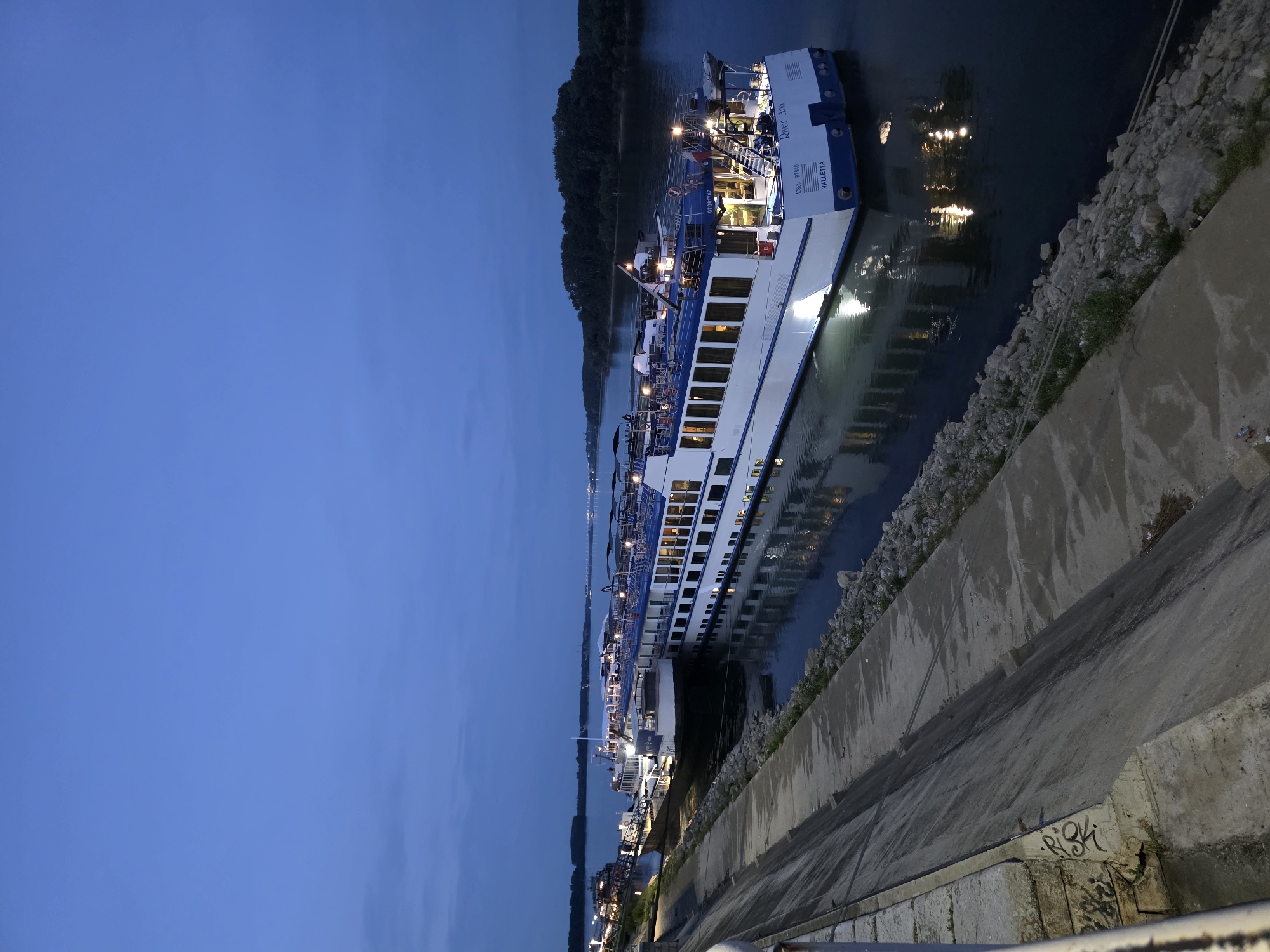 Cruise ships dock at Danube waterfront in Vidin, Bulgaria