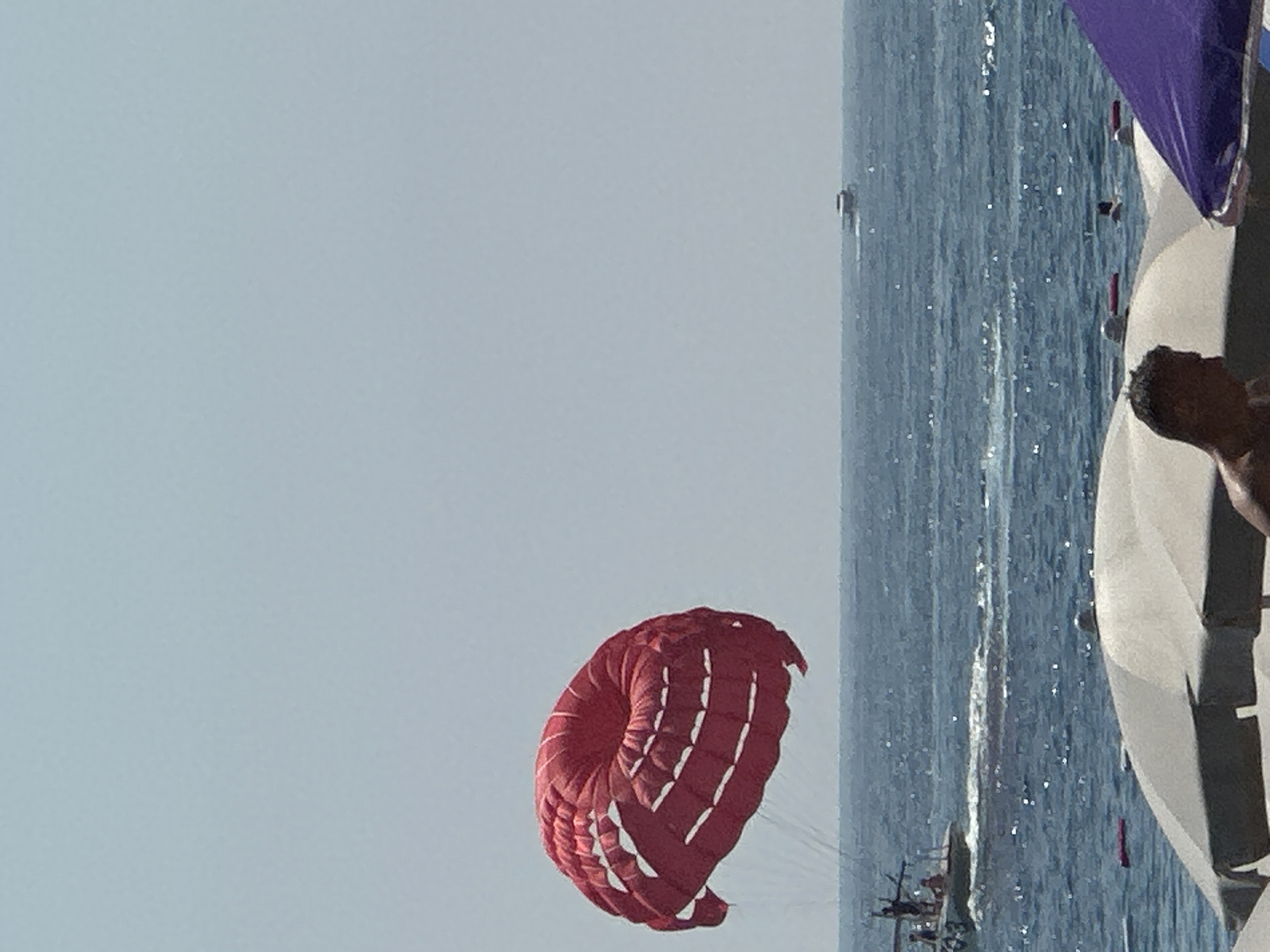 Parasailing off the Budva coast on a clear summer day
