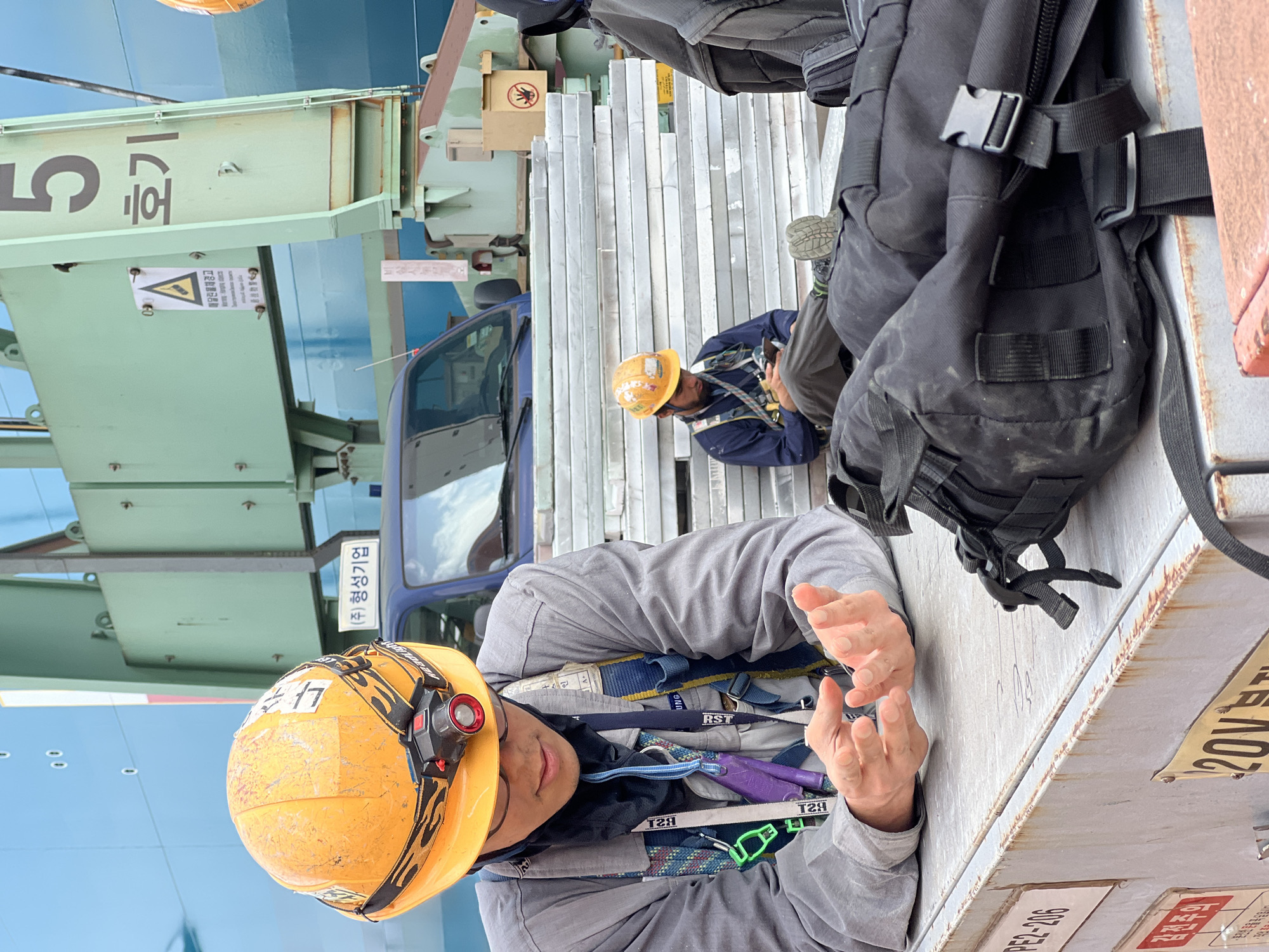 Inside a Geoje shipyard on a busy workday morning