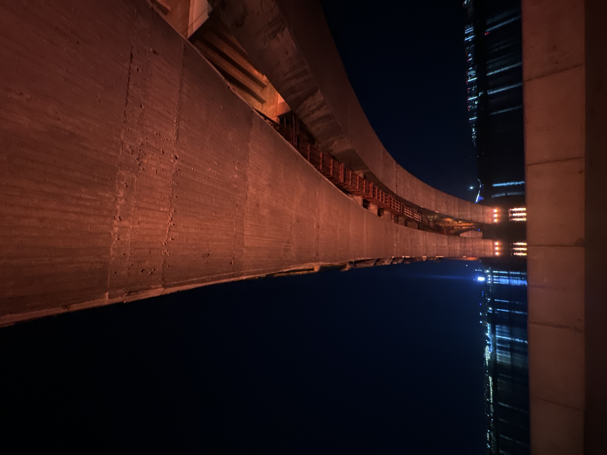 Nighttime views of Vinogradovsky Bridge captured in Krasnoyarsk