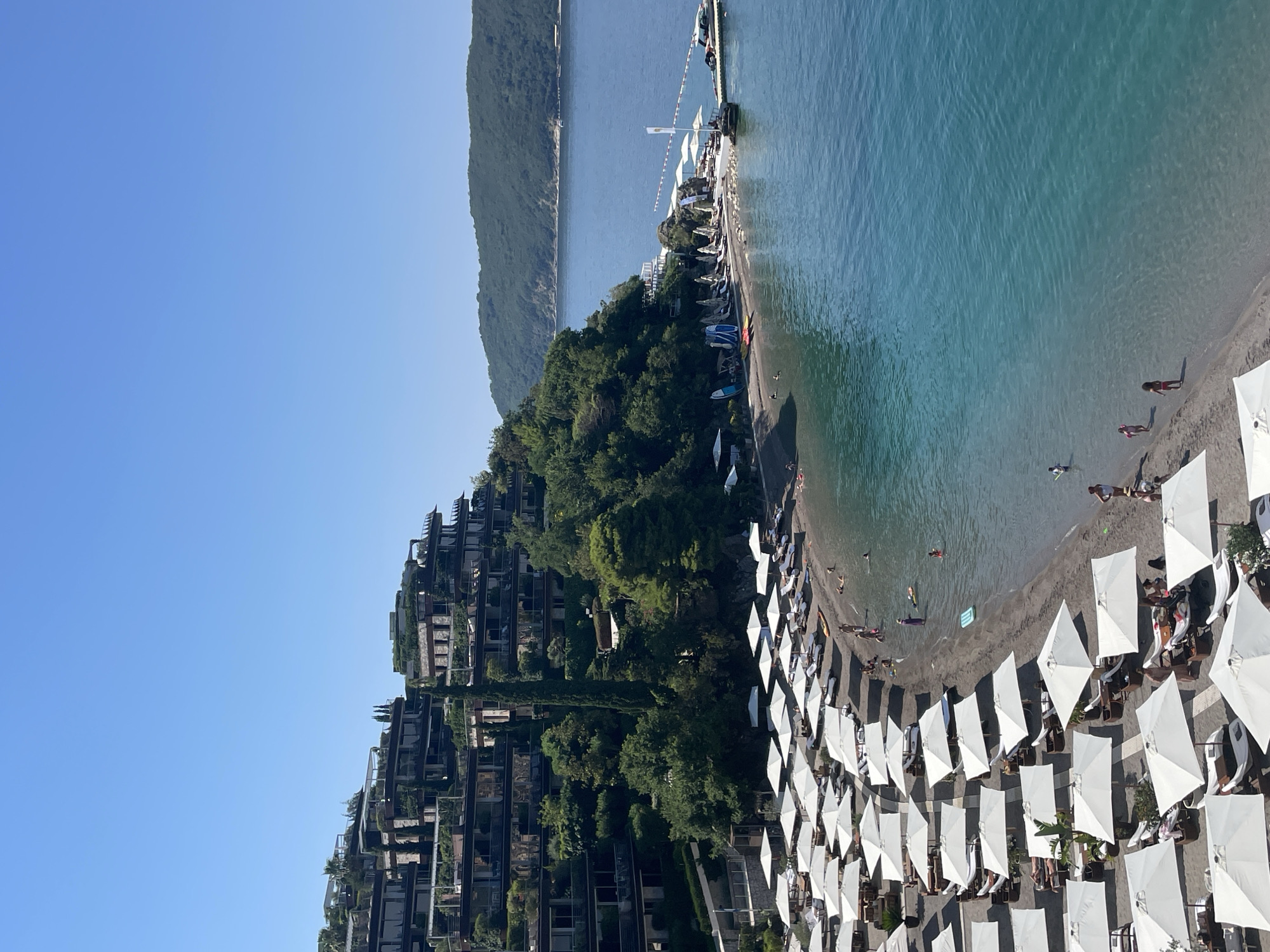 Budva resort and coastline on a clear summer morning