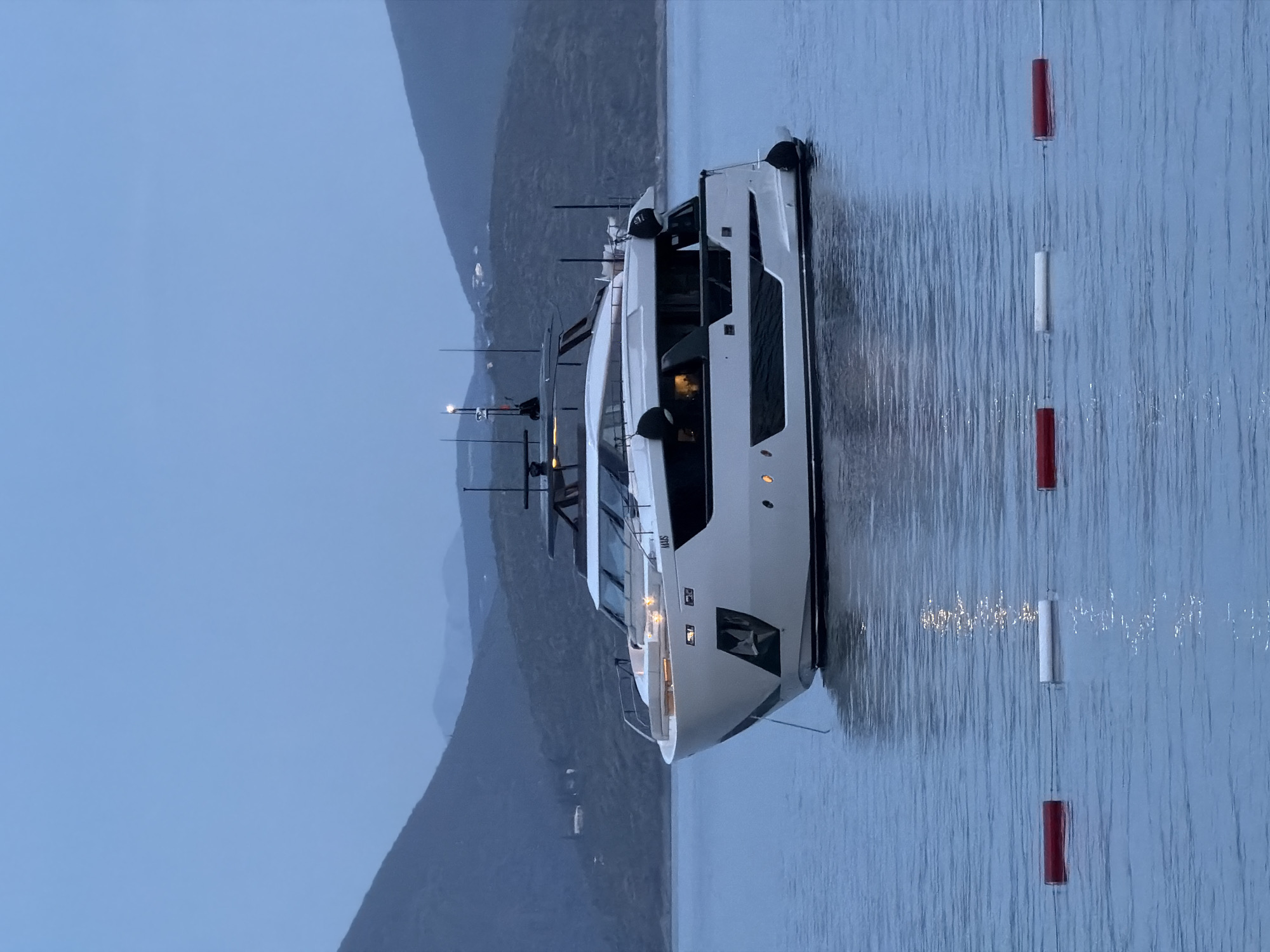 White yacht docked off Montenegro coast near Lješevići