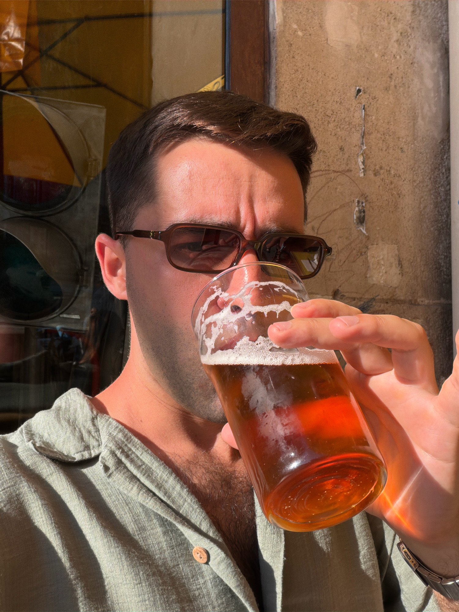 Afternoon drinks and food at a sunny Paris café