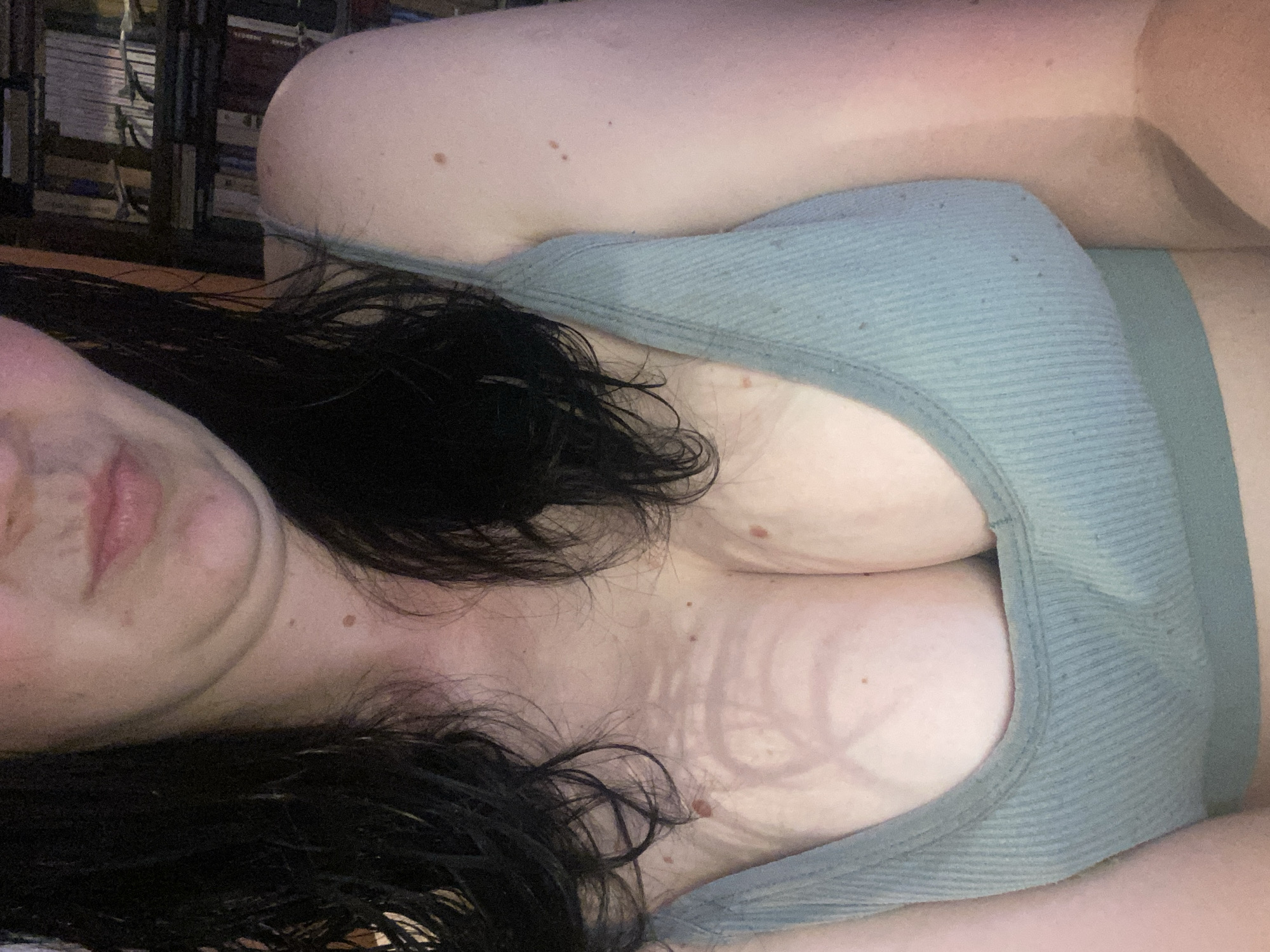 Casual at-home self-portraits after a shower