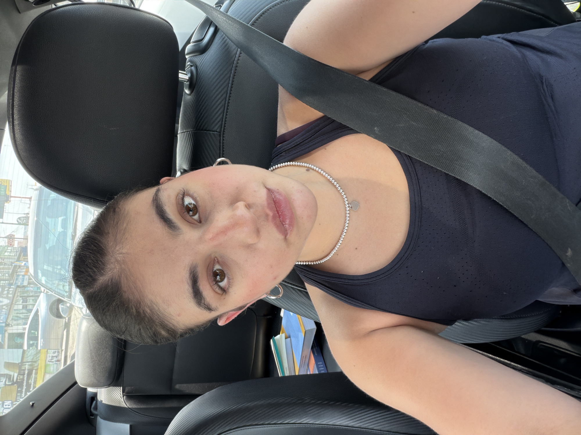 Woman takes car selfies in Mexican town