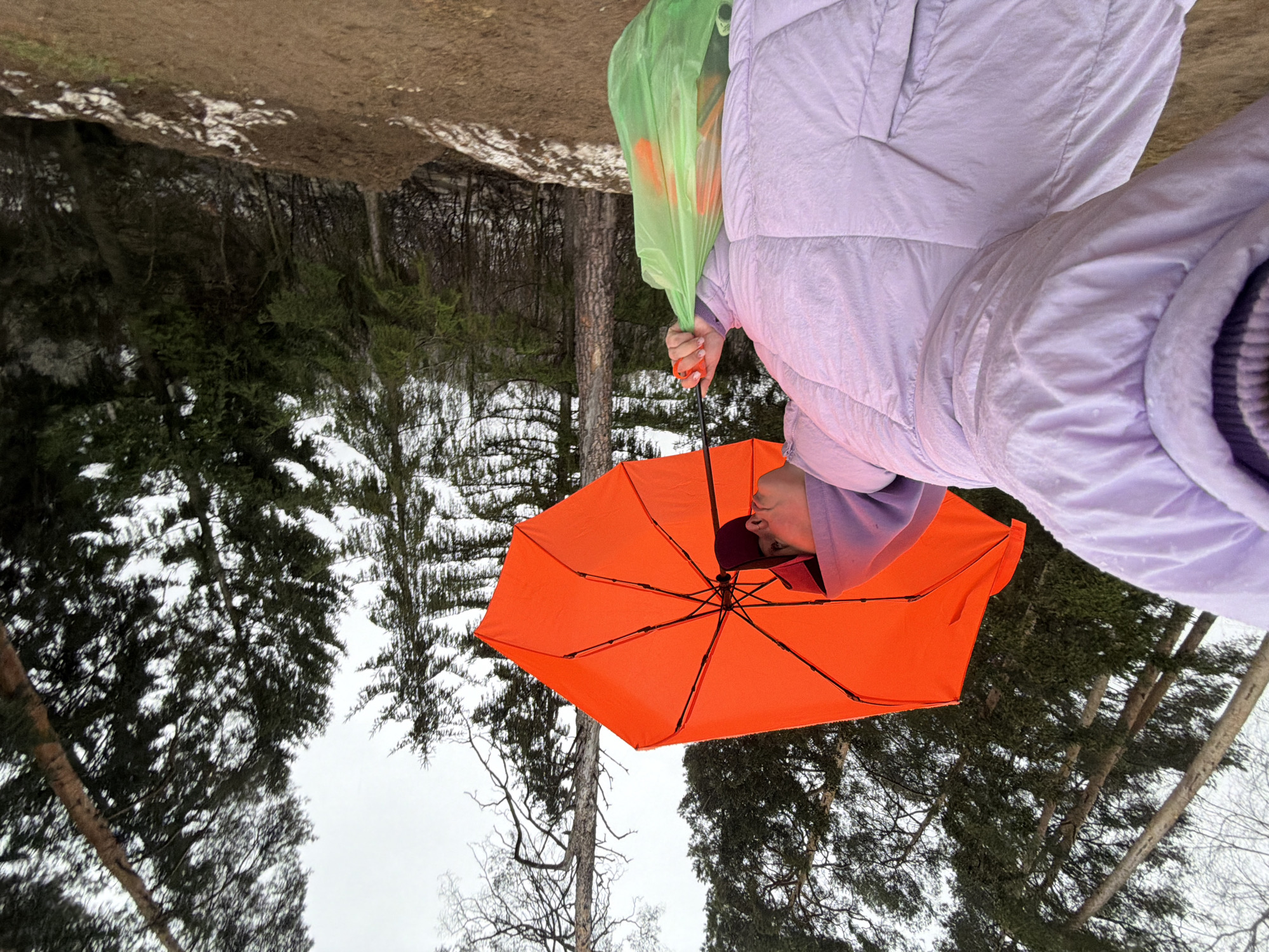 Woman documents morning stroll with baby in Chaikovsky forest