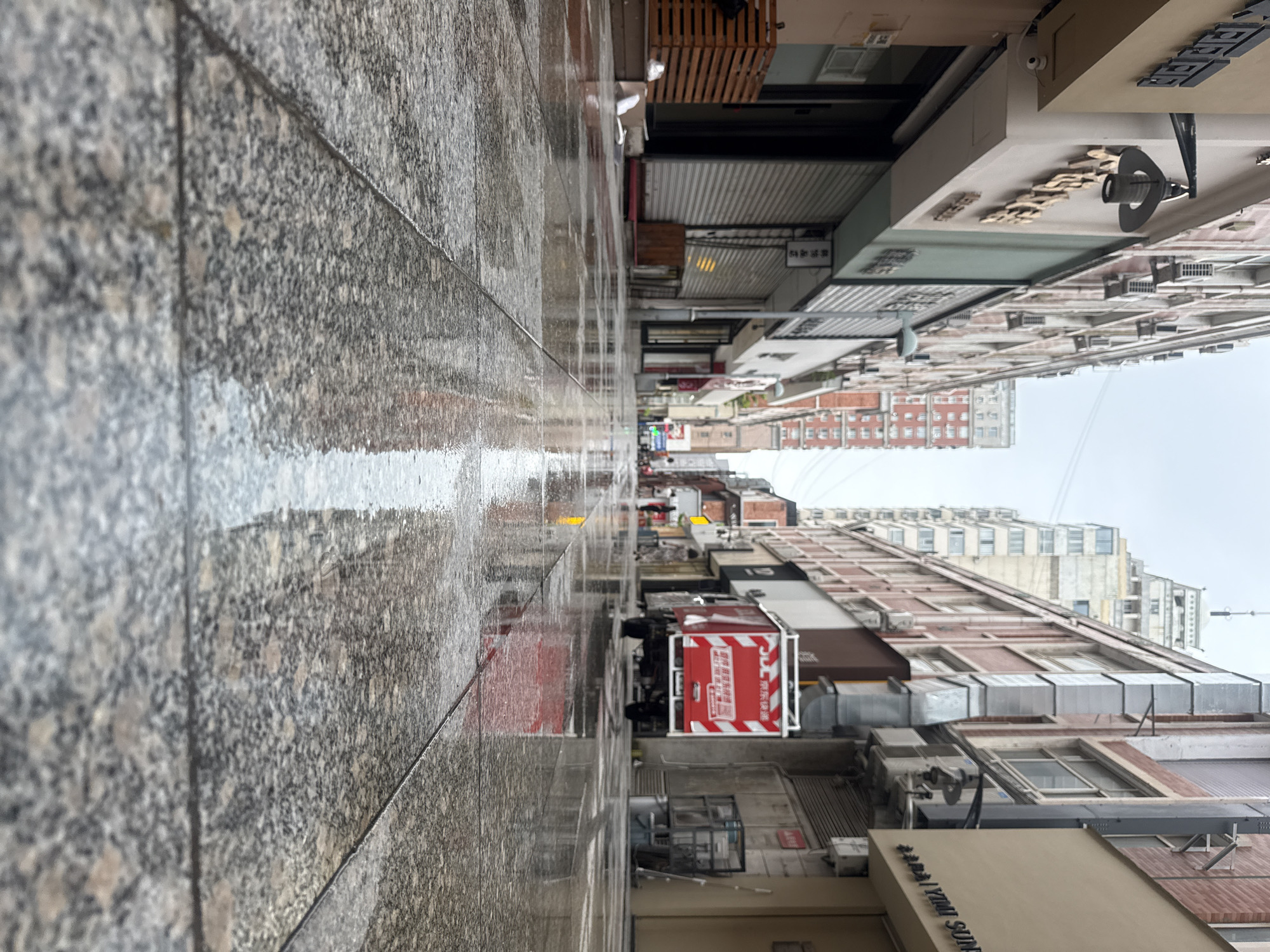 Rainy morning streets and public square in Qinhuangdao