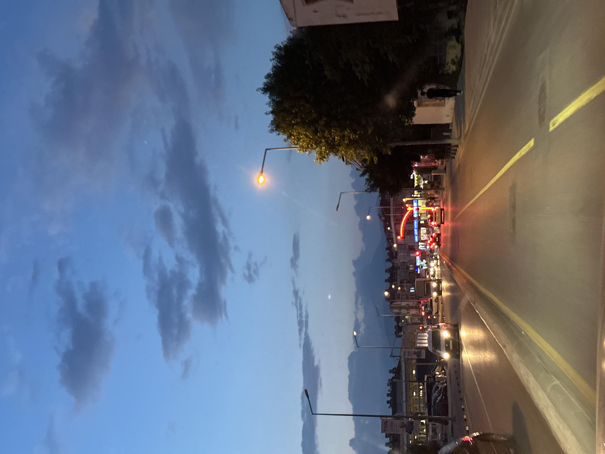 Dusk street scene captured in Fethiye, Turkey