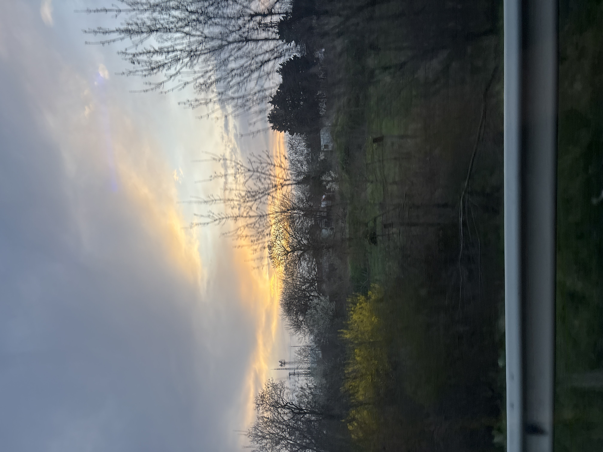 Sunset observed through window in Burgas, Bulgaria