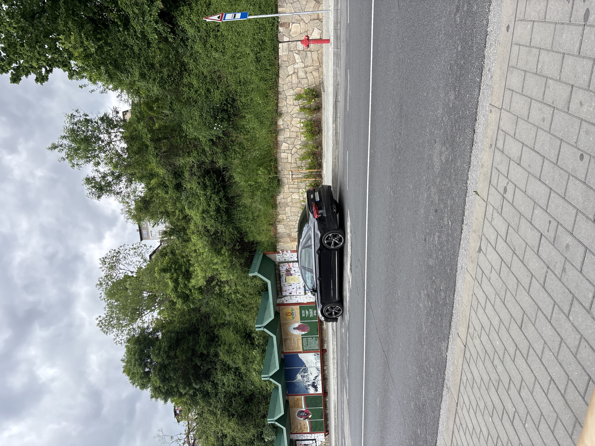Street scenes documented in Smolyan, Bulgaria under cloudy skies