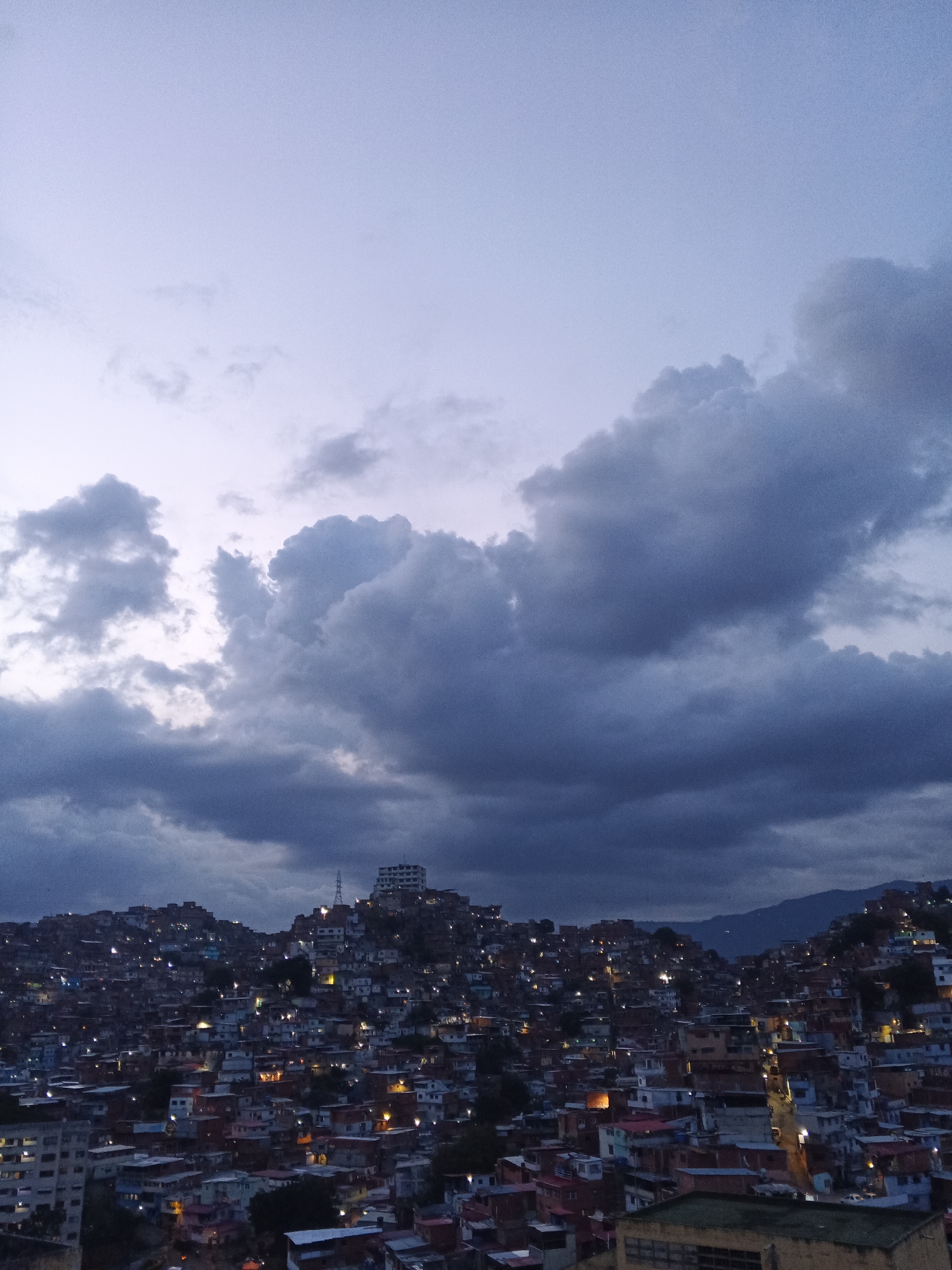 Caracas evening skyline captured during twilight hours