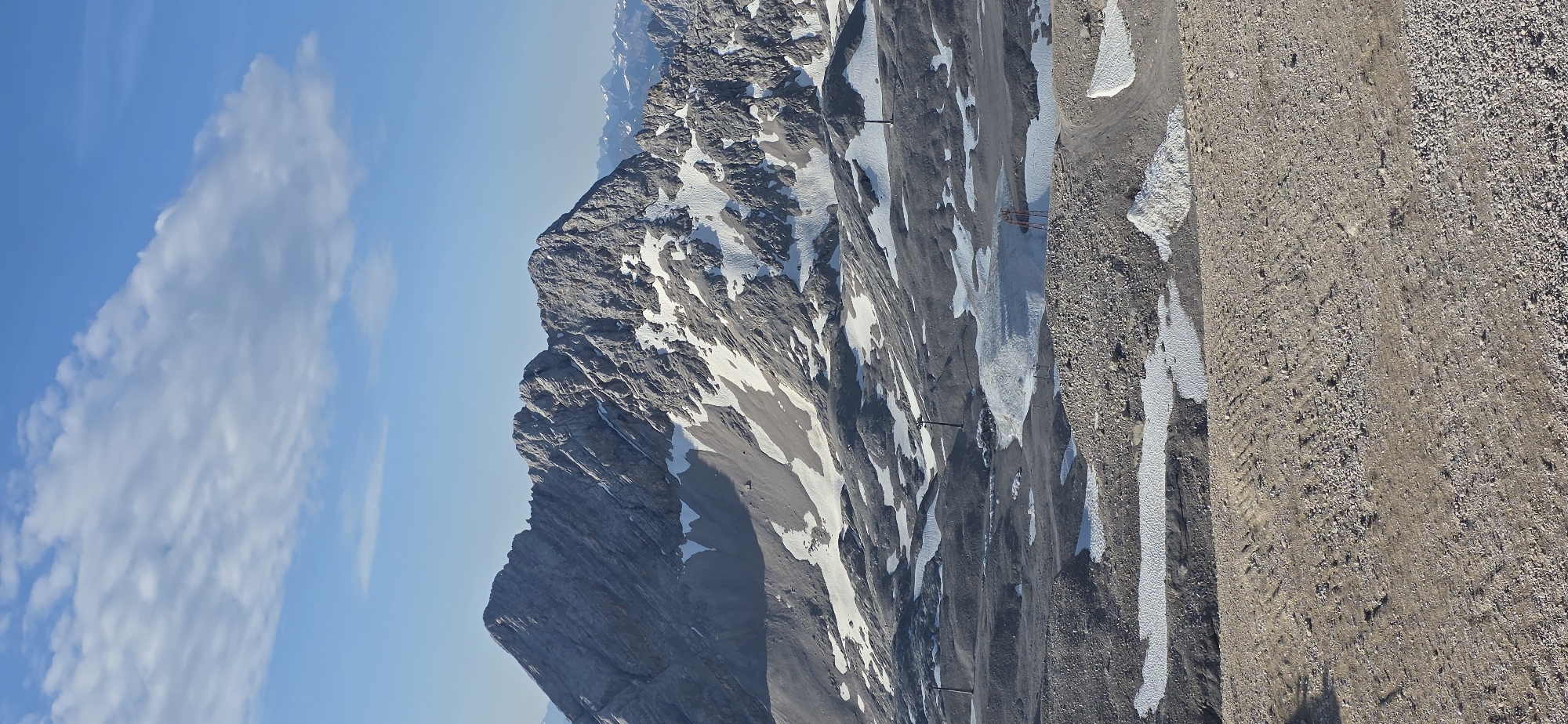 Morning at the Zugspitze: rocky terrain, blue skies, closed beer garden