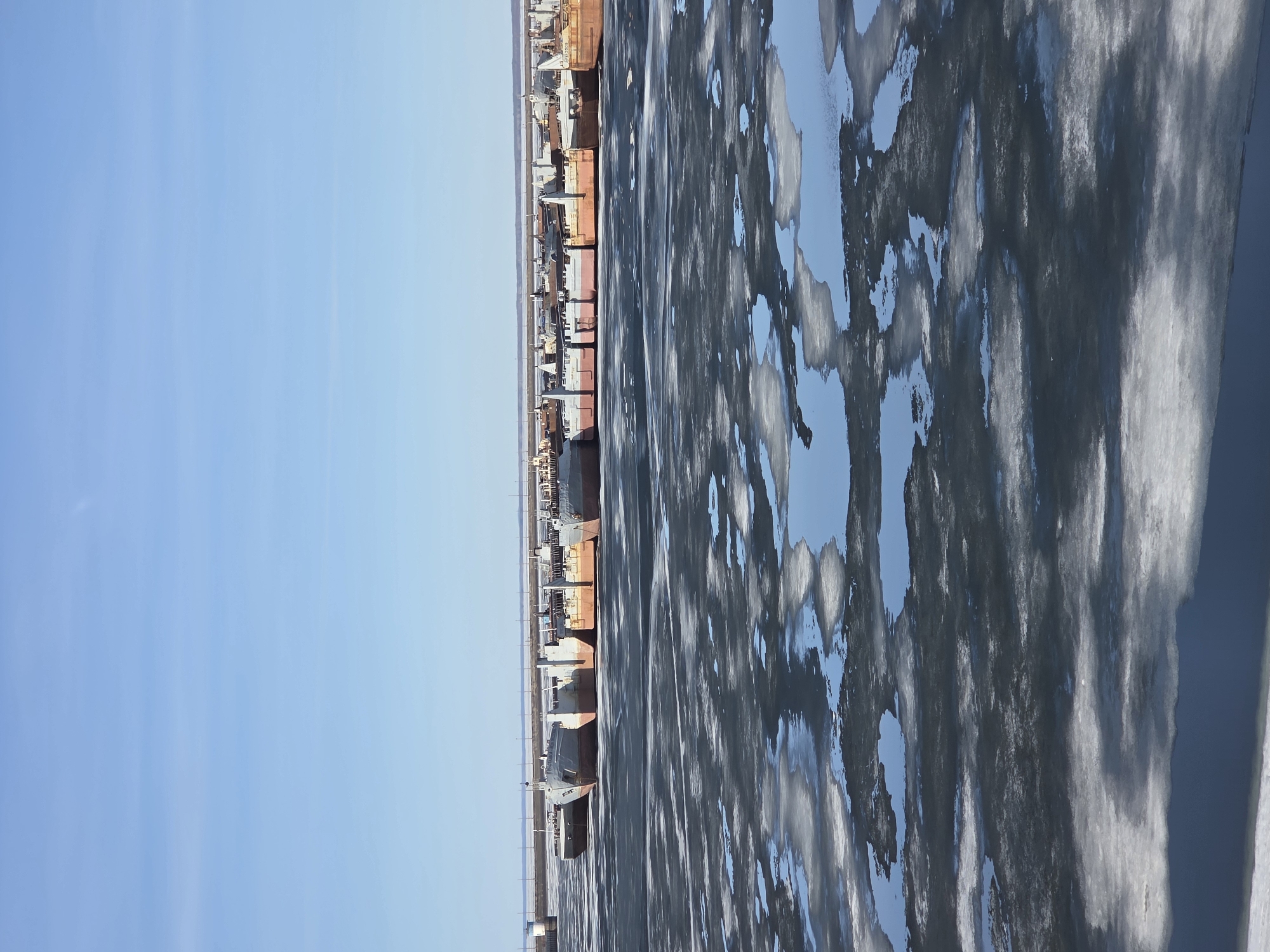Kama River shows partial ice breakup in Chaikovsky