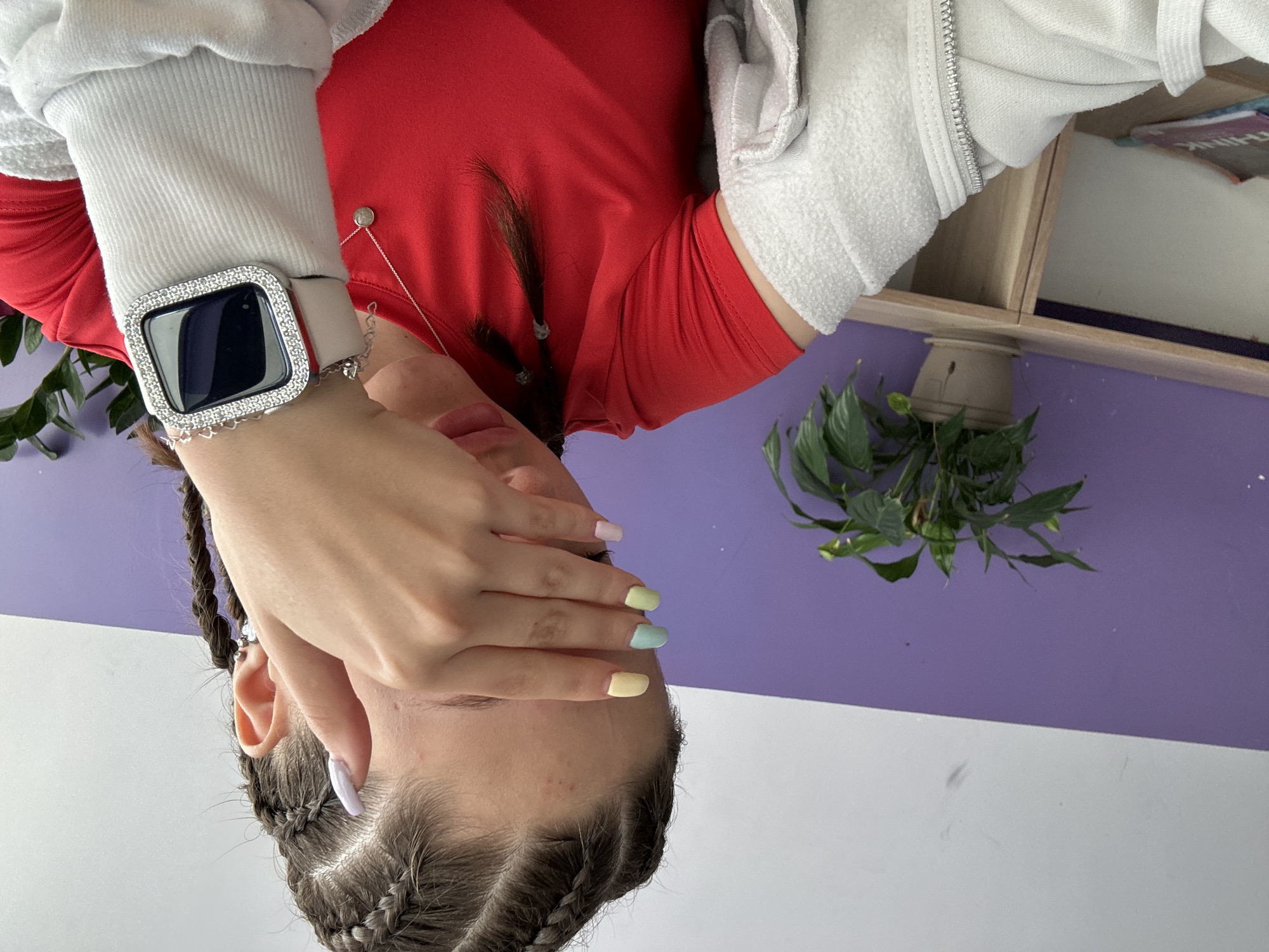 Person covers face with hand in Sofia Bulgaria
