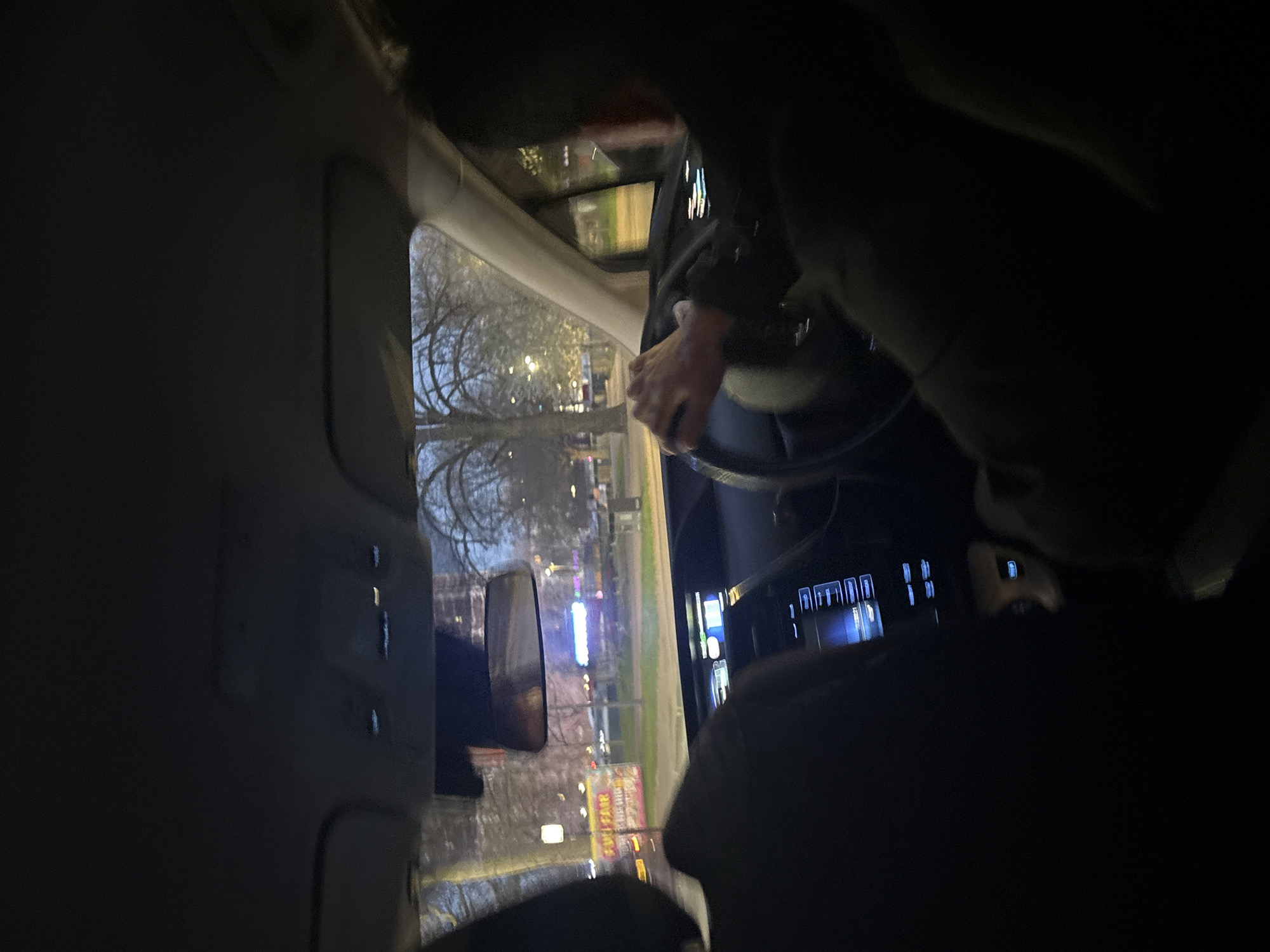 Driver navigates London streets at night