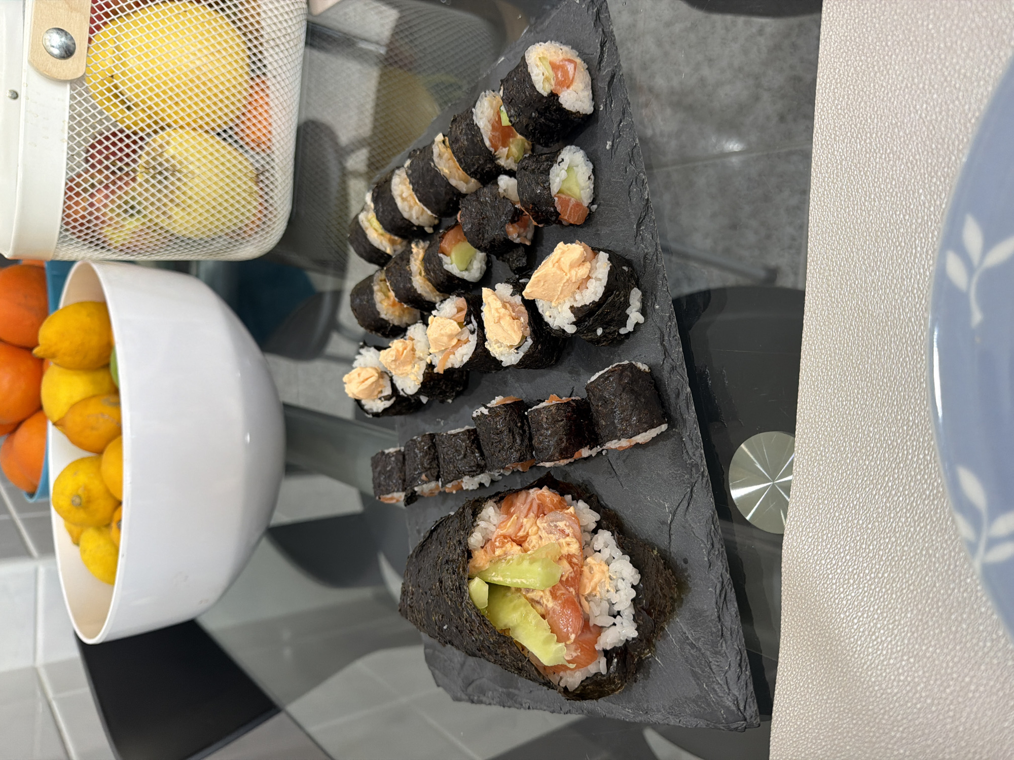 Sushi meal served on slate platter in Vila Real