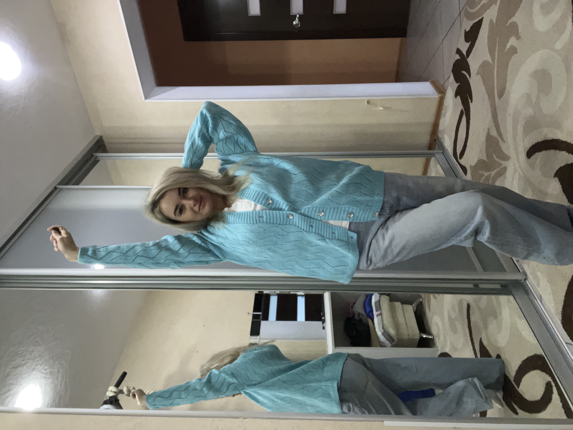 Woman poses for photos in Chaikovsky residence early morning
