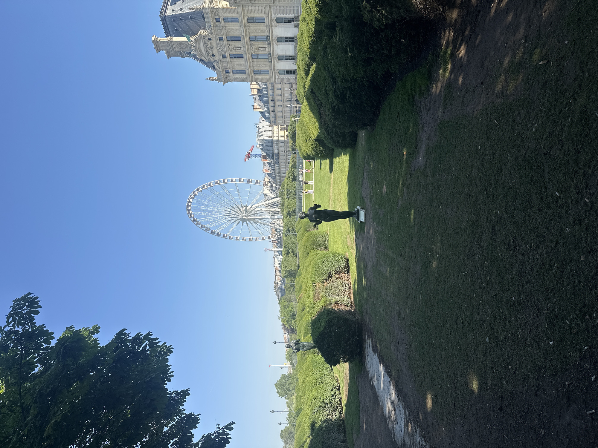 Sunny morning at the Tuileries Garden and Louvre, Paris