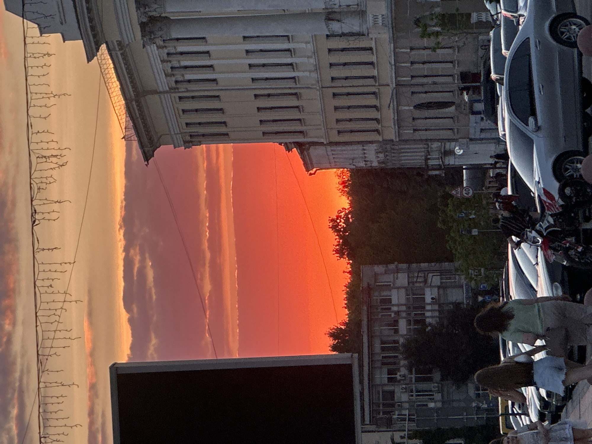 Sunset colors over Ternopil's streets and Teatralna Square