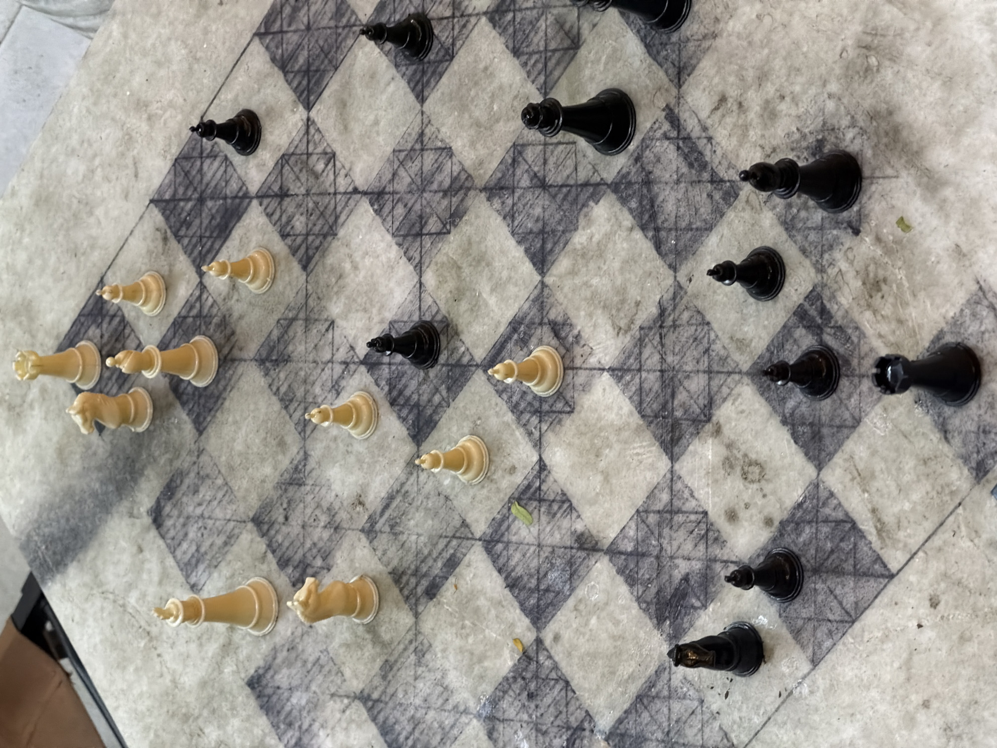 Chess game played on stone board in Đà Nẵng