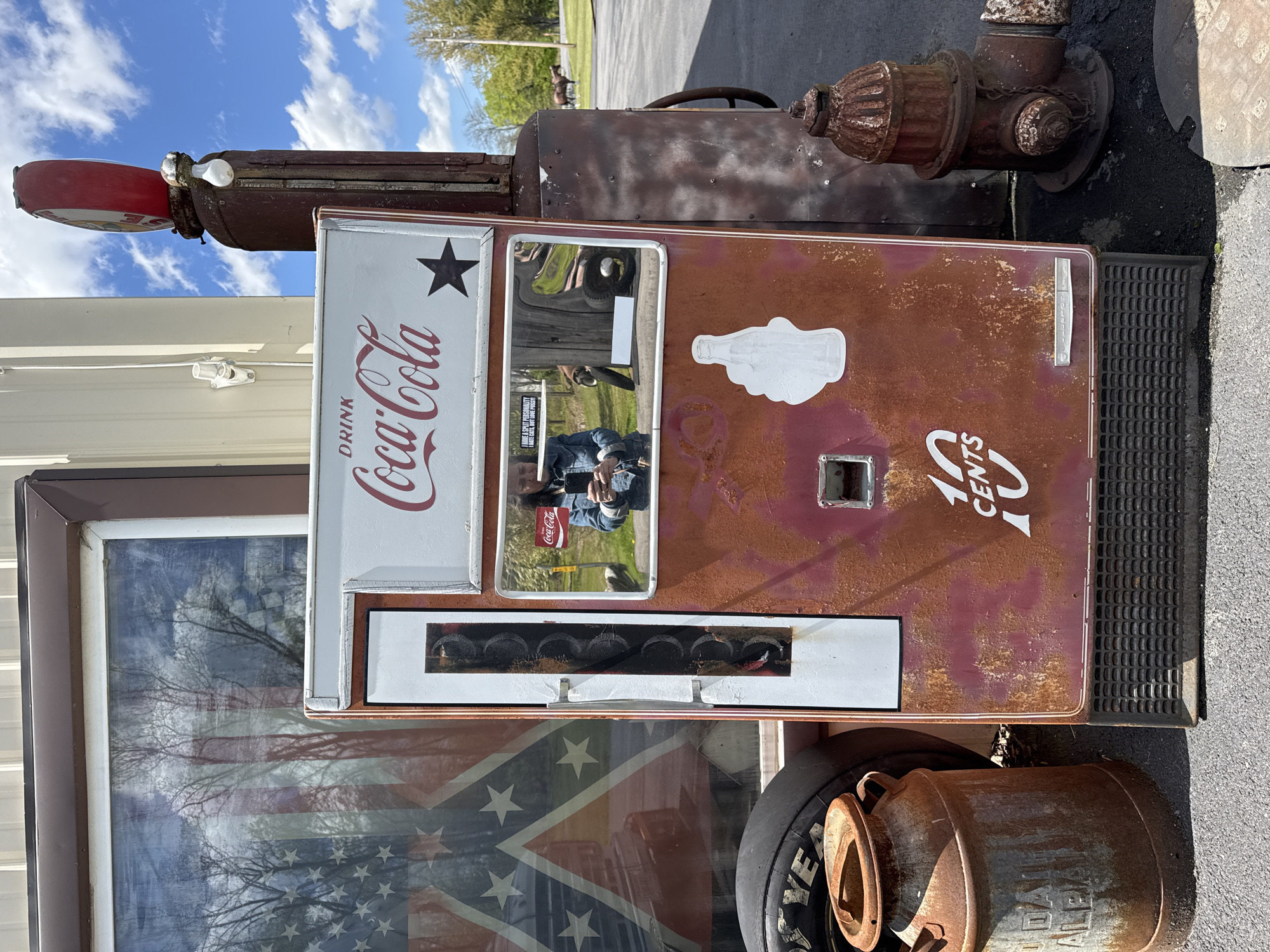 Vintage gas station memorabilia collection documented in Seneca Falls