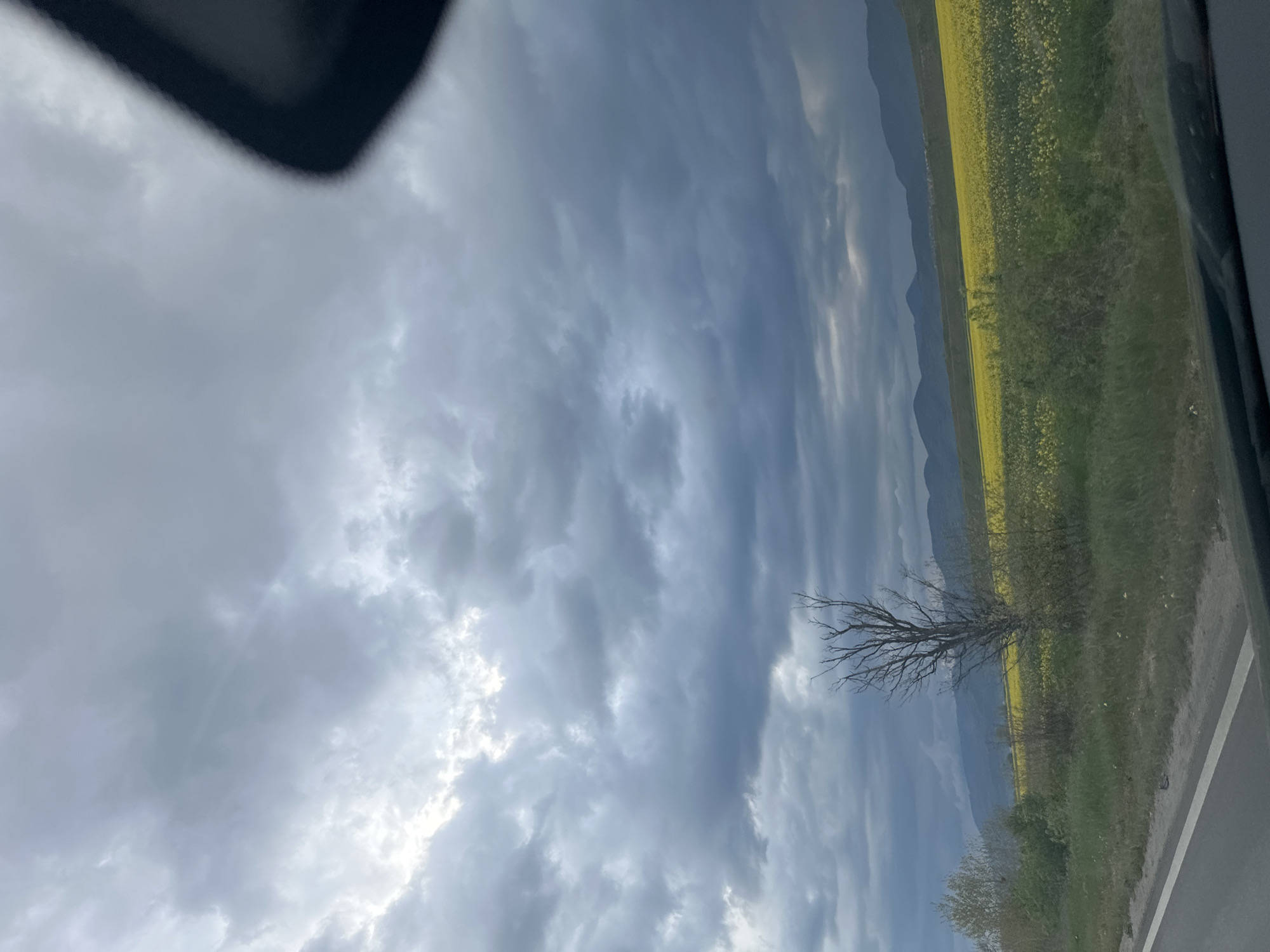 Rural landscape viewed from vehicle in Sliven, Bulgaria