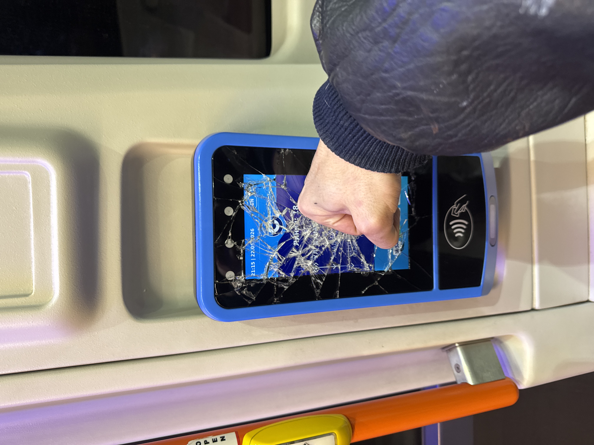 Transit ticket machine vandalized in Sofia, urban decay documented