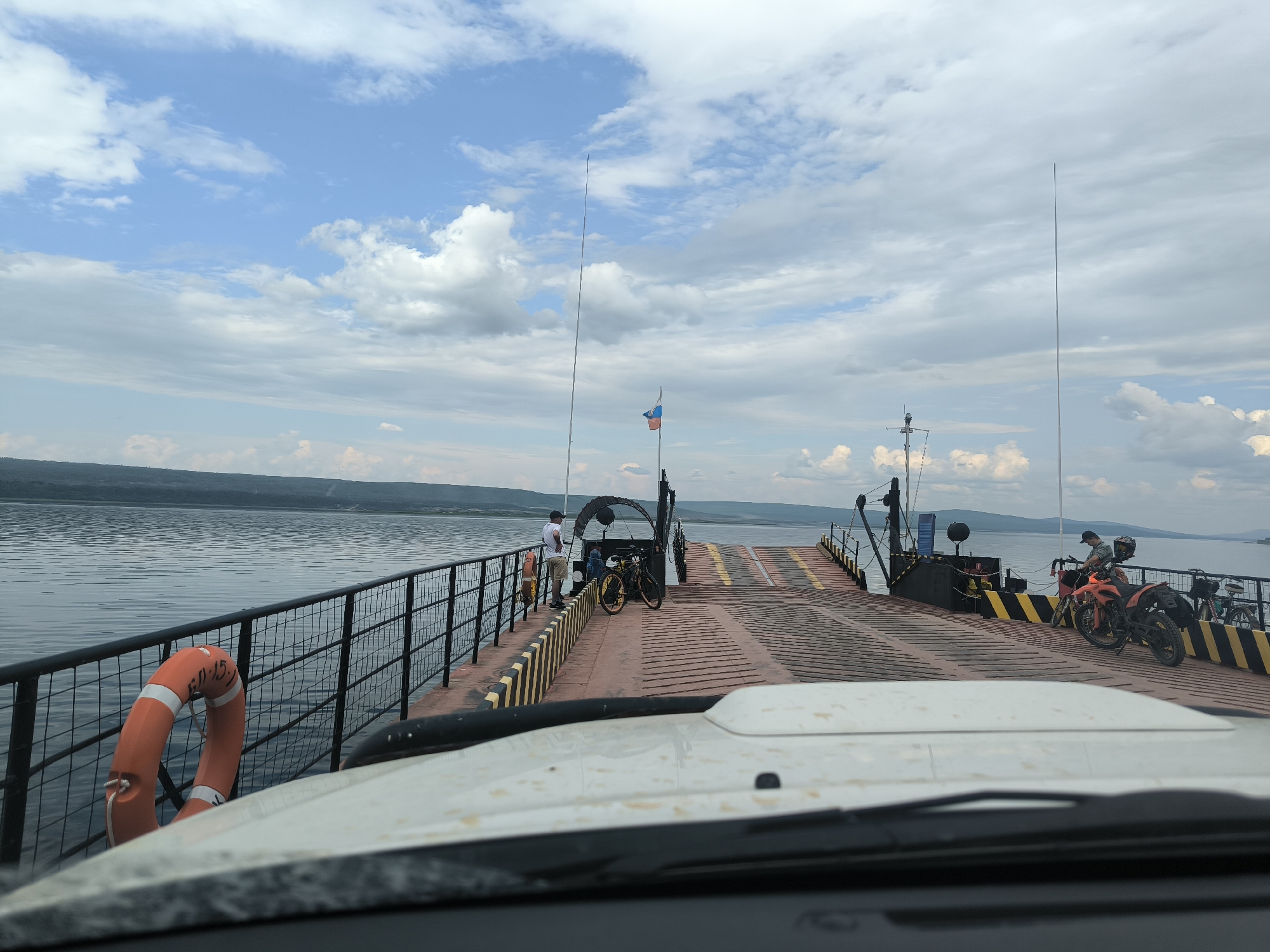 Ferry crossing the Angara River near Boguchany, Russia