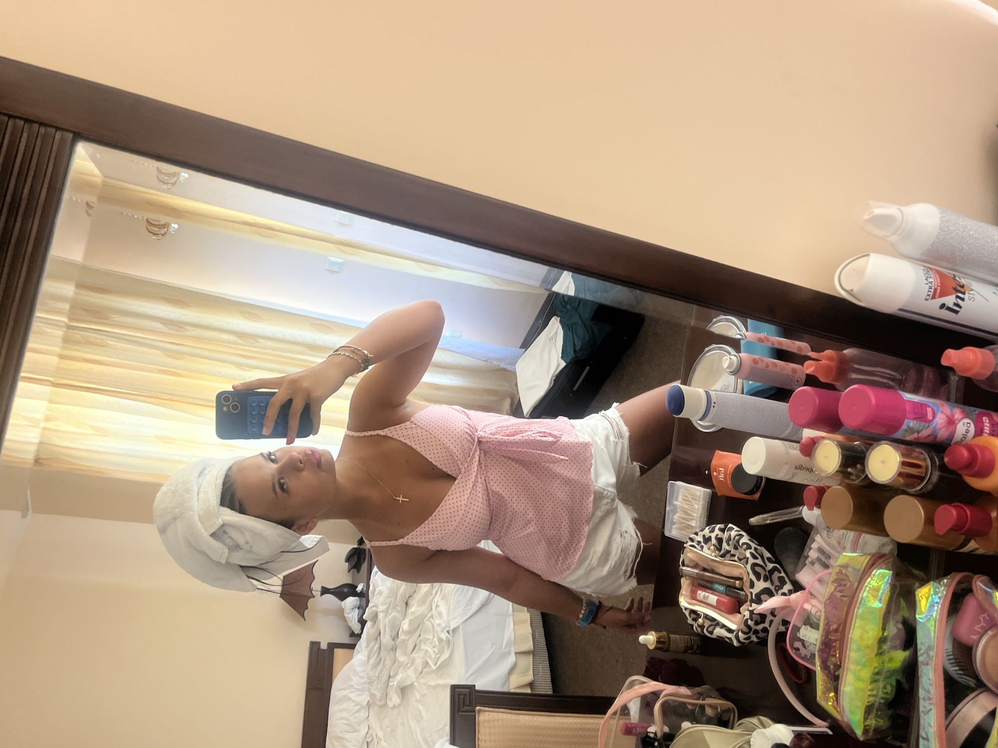 Hotel room mirror selfies and a cute sticker, Kiten, Bulgaria