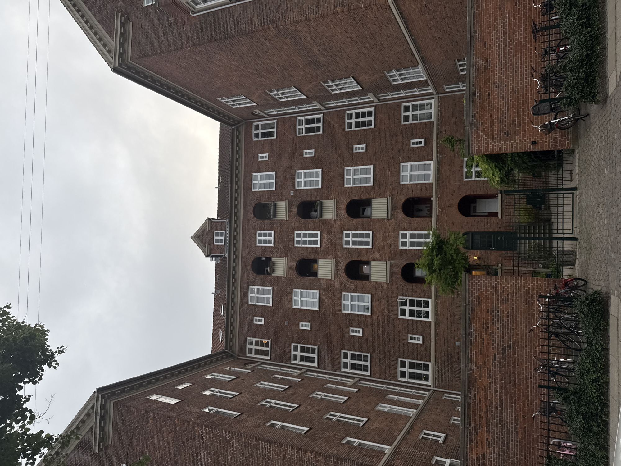 Brick buildings, courtyards, and a domed church in Frederiksberg