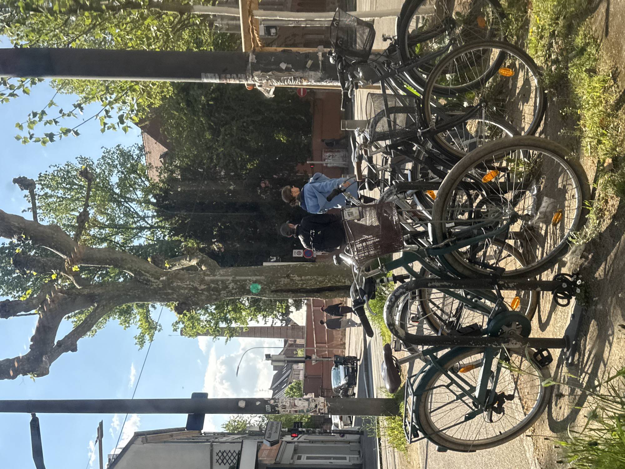 Bicycles parked on sunny Strasbourg street captured by witness