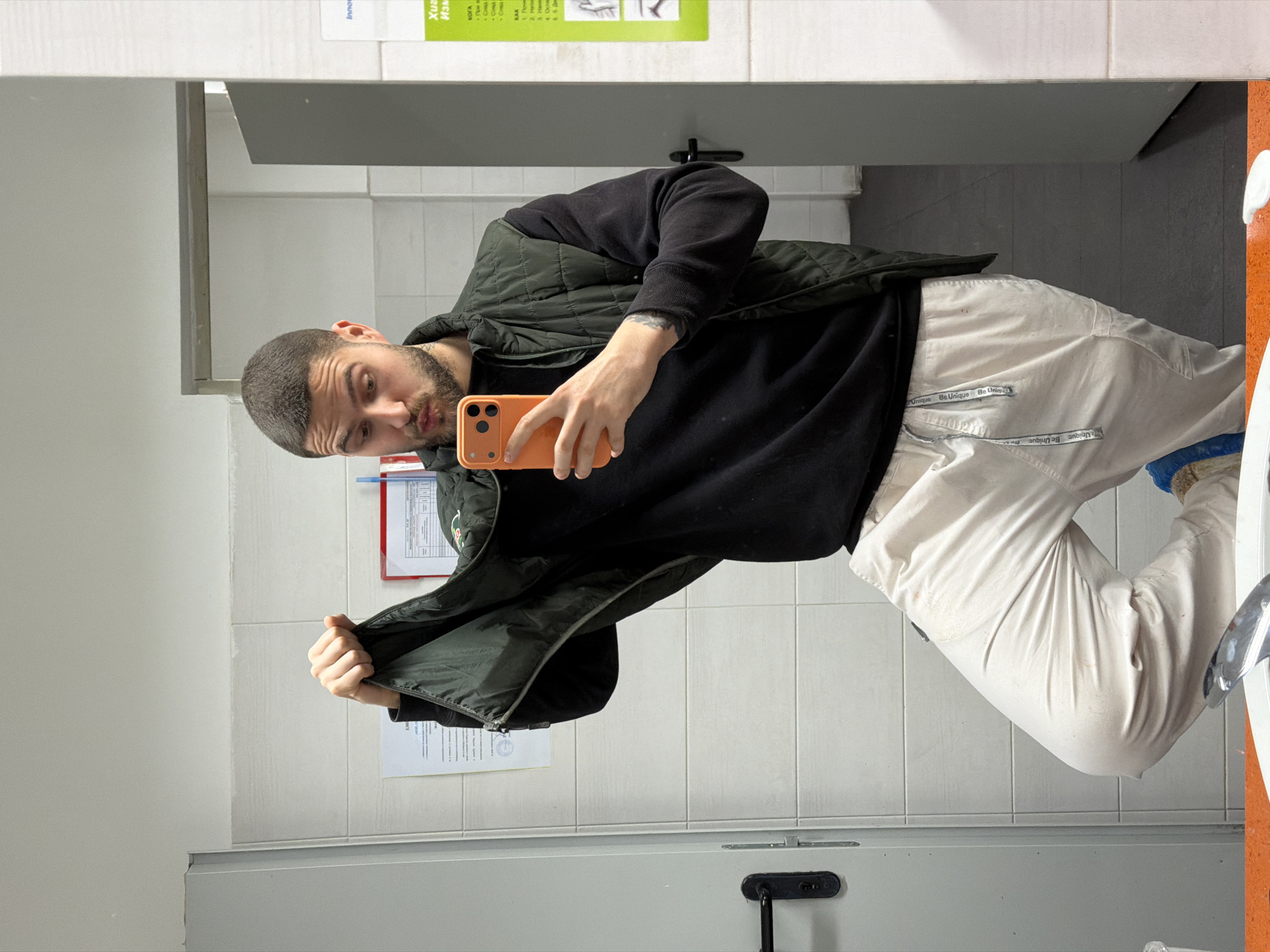 Man takes bathroom selfie in Lozen, Bulgaria