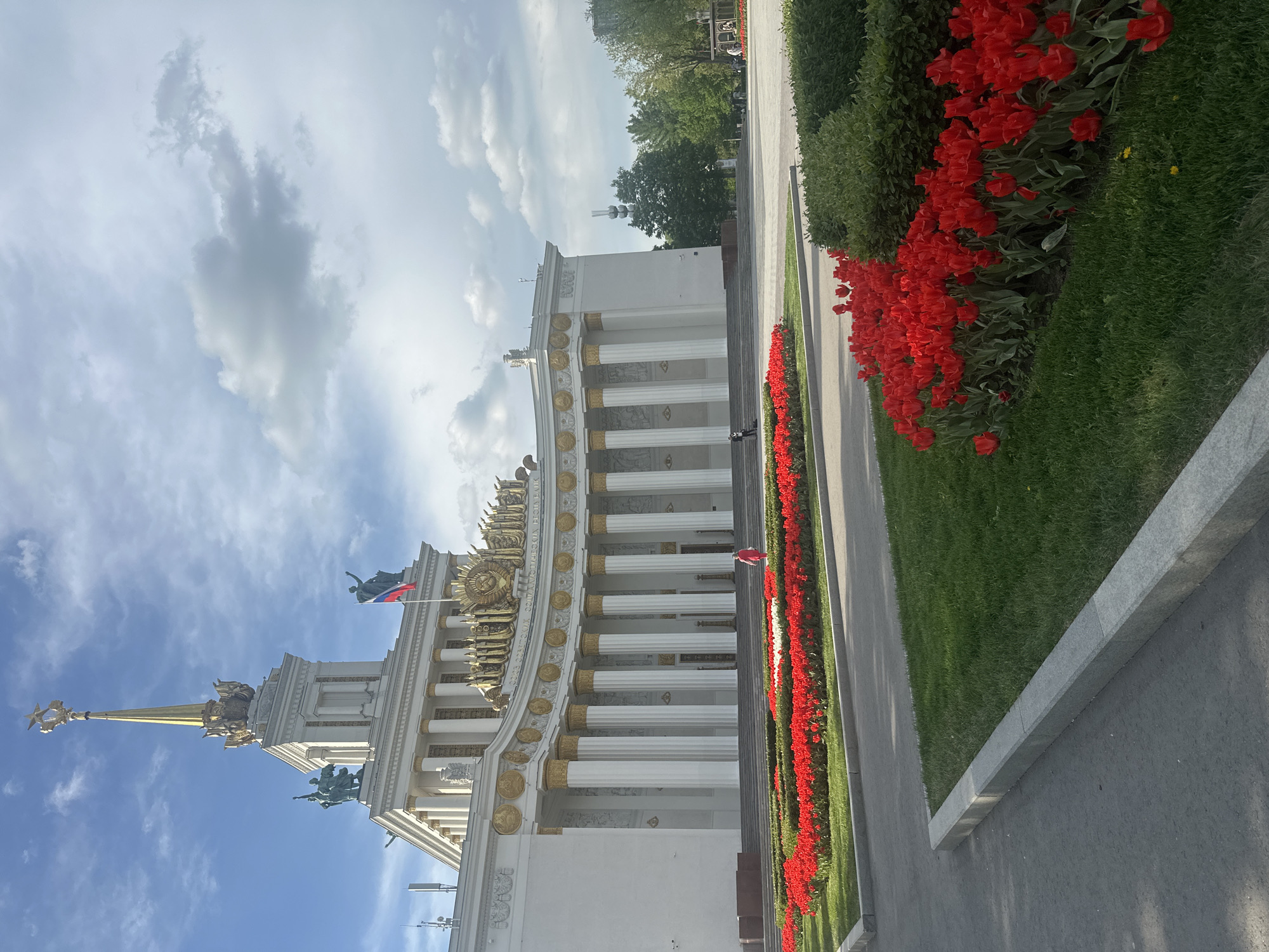 VDNKh main pavilion documented in Moscow afternoon