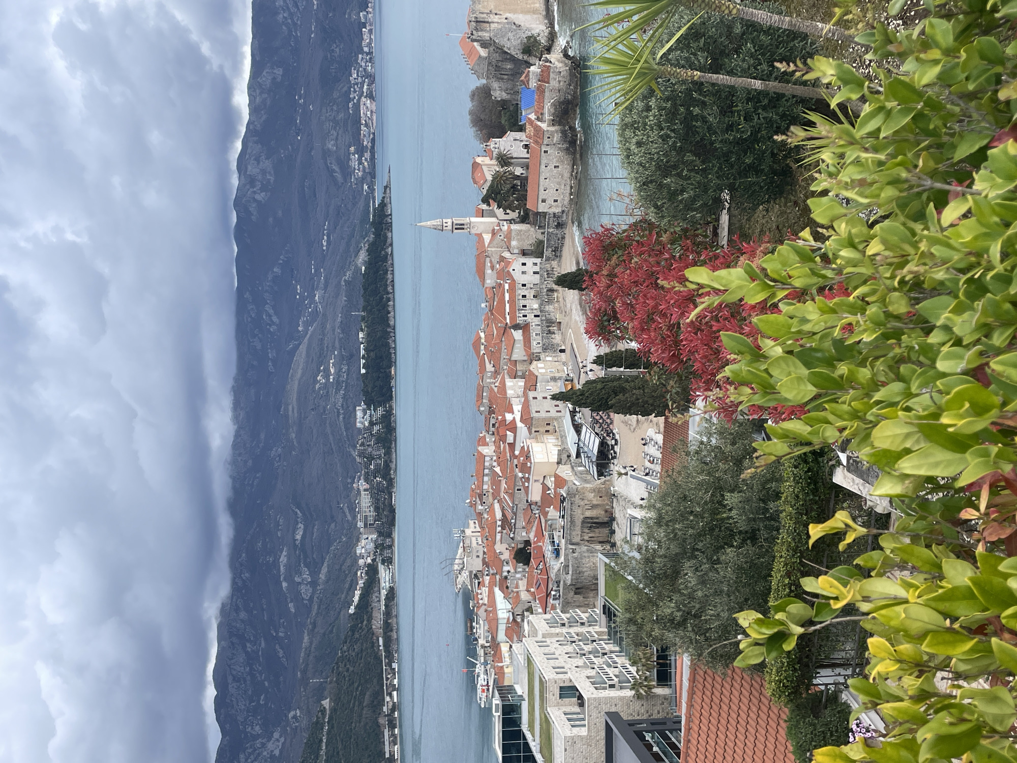 Overcast morning in Budva: coastal views, harbor boats, selfies