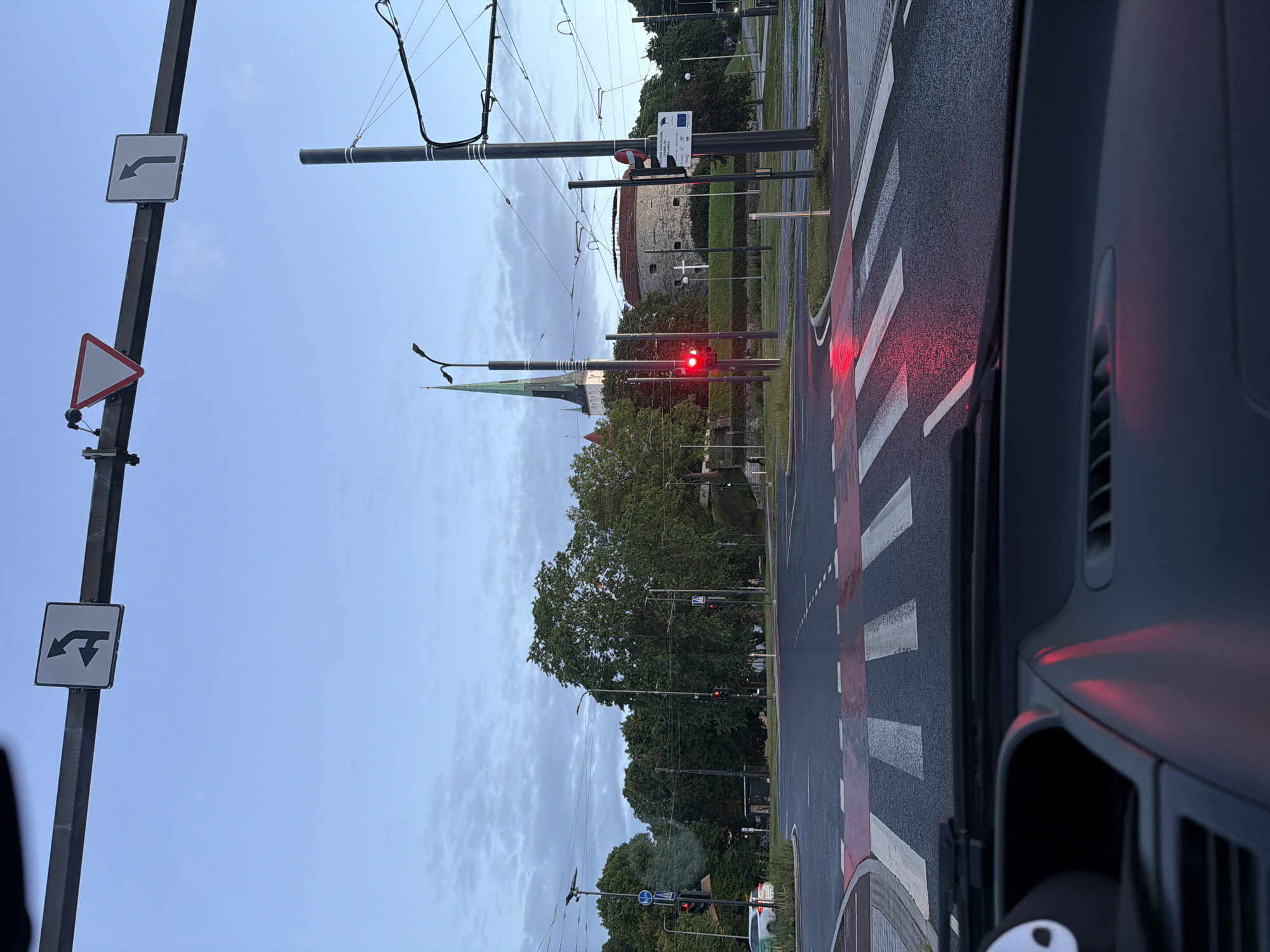 Evening traffic intersection views in Tallinn, Estonia