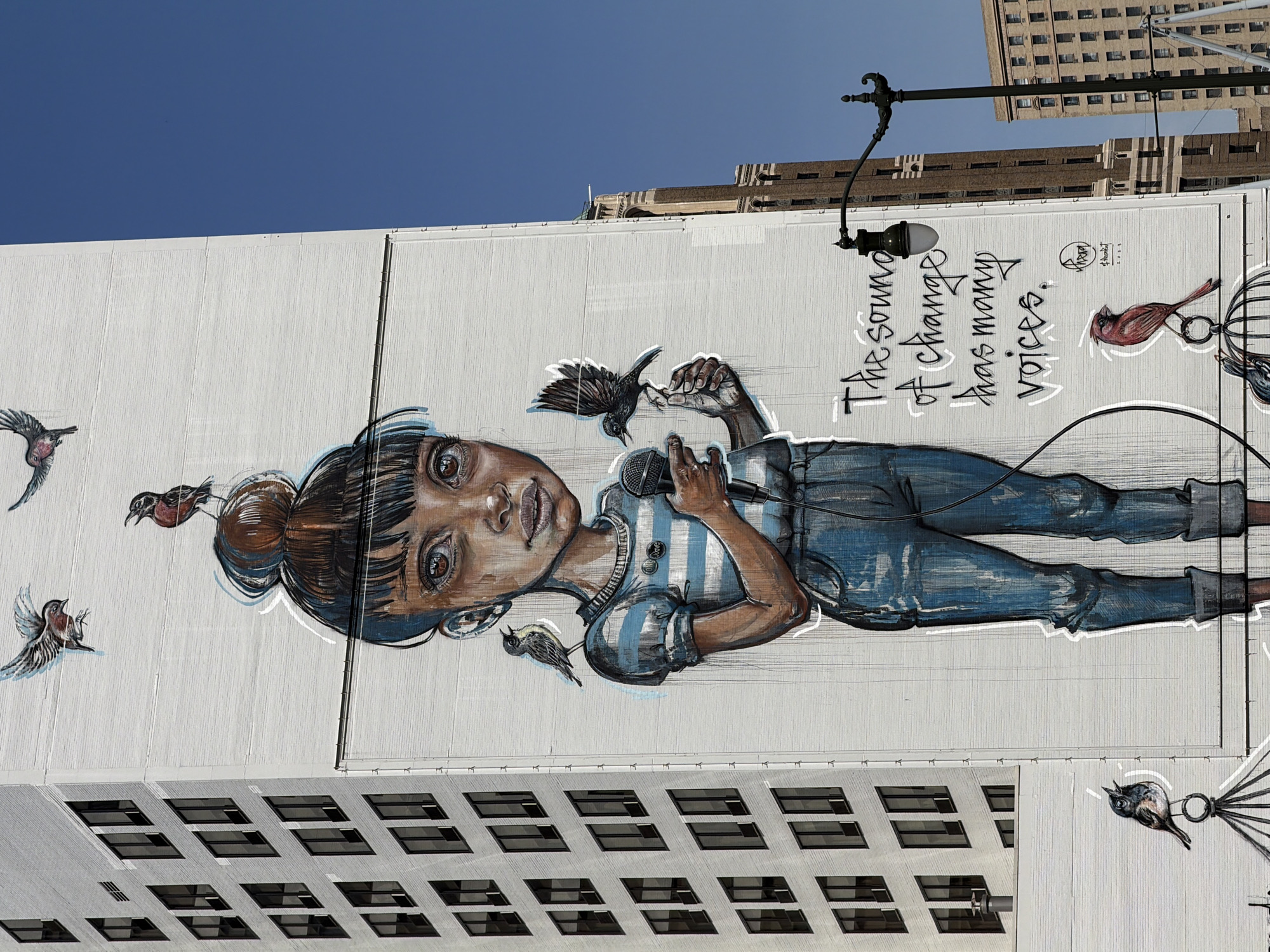 Street art and sidewalk moments in downtown Detroit