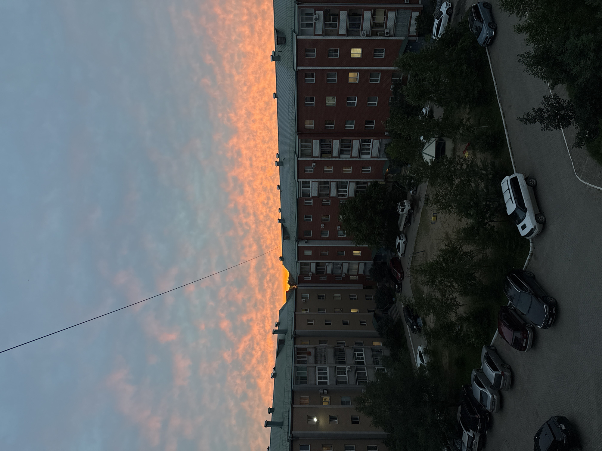Sunset over a Birobidzhan apartment courtyard