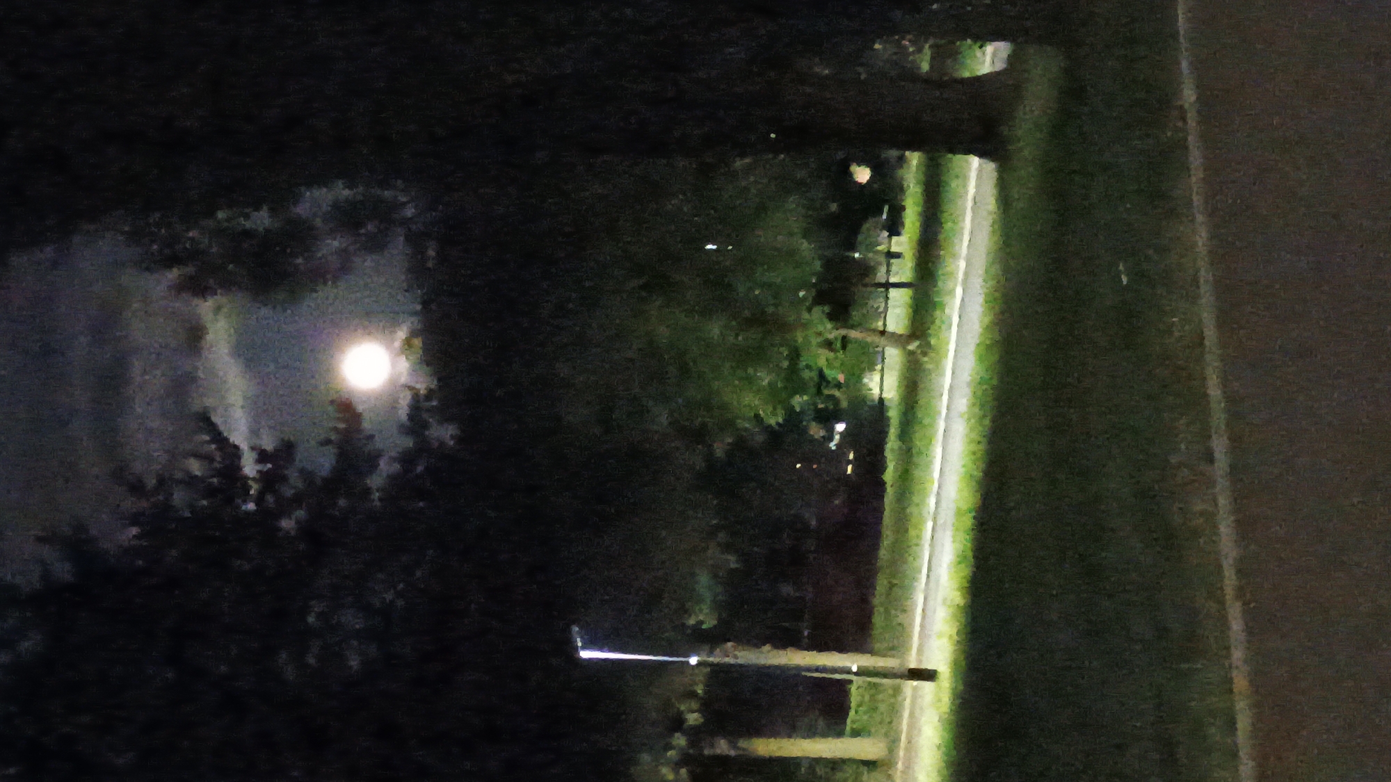 Moonlit streets and park paths in Sokolov at night