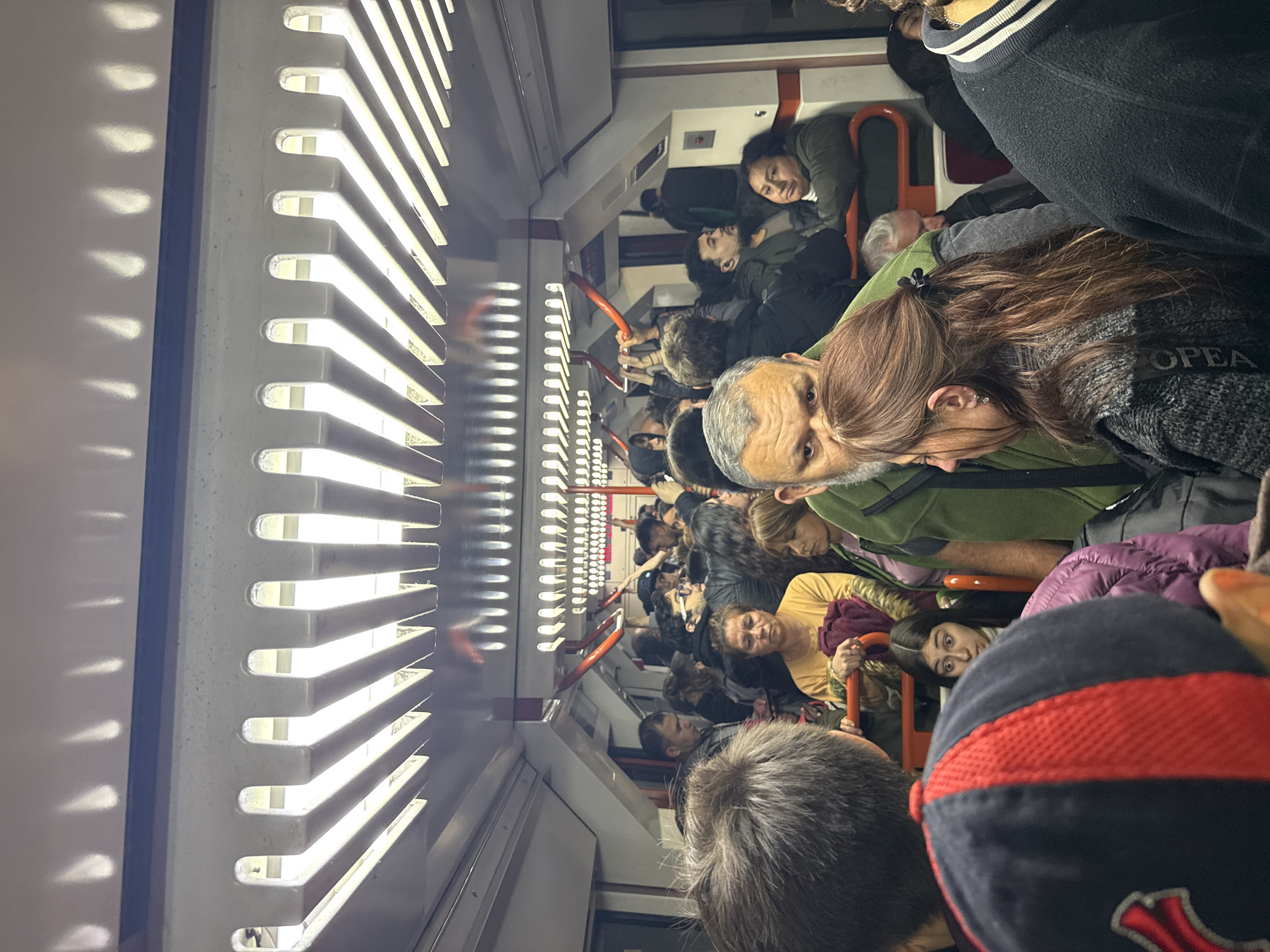Packed subway car observed during evening rush in Buenos Aires