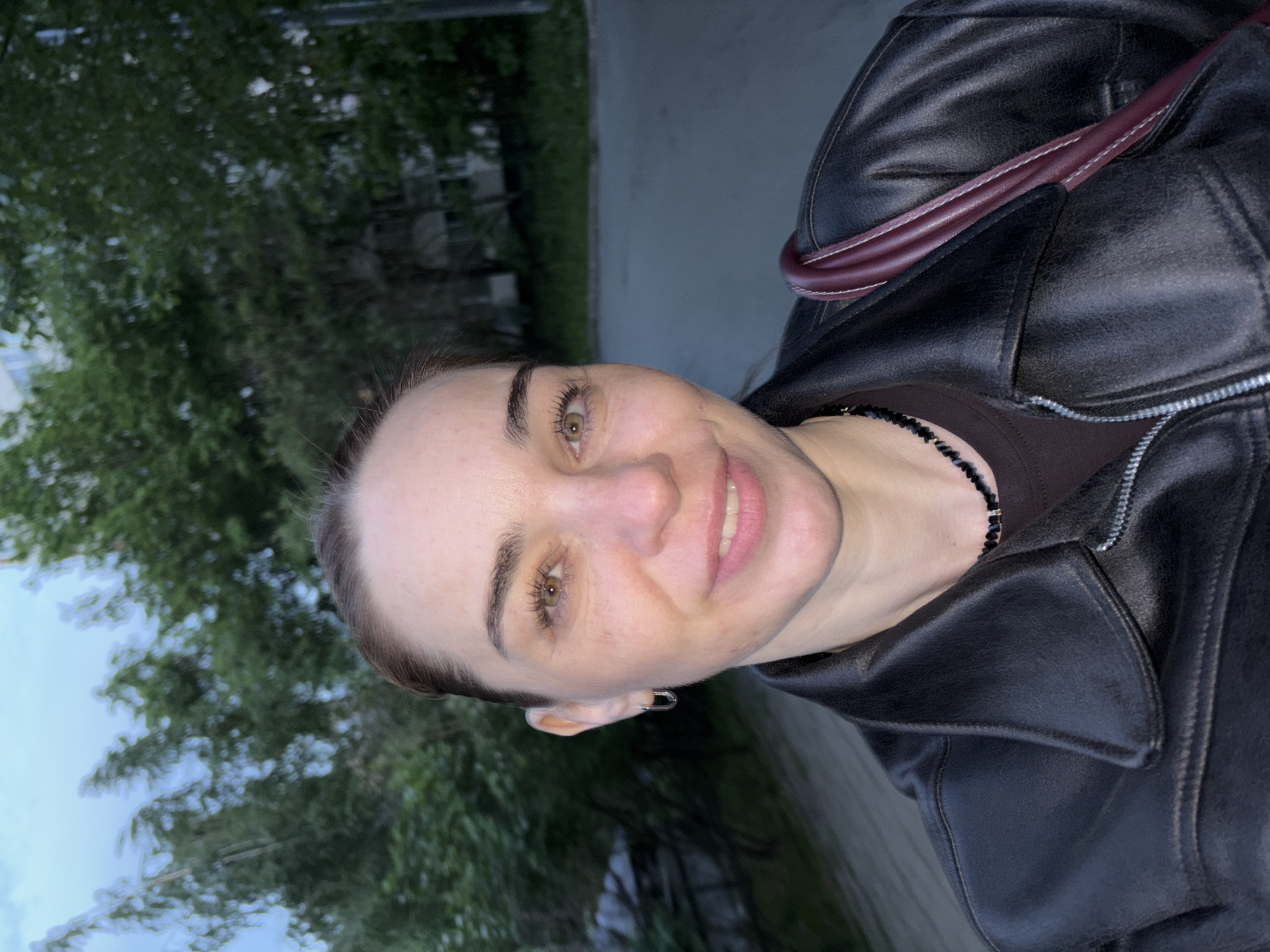 Woman takes evening selfies in Lednevo, Russia