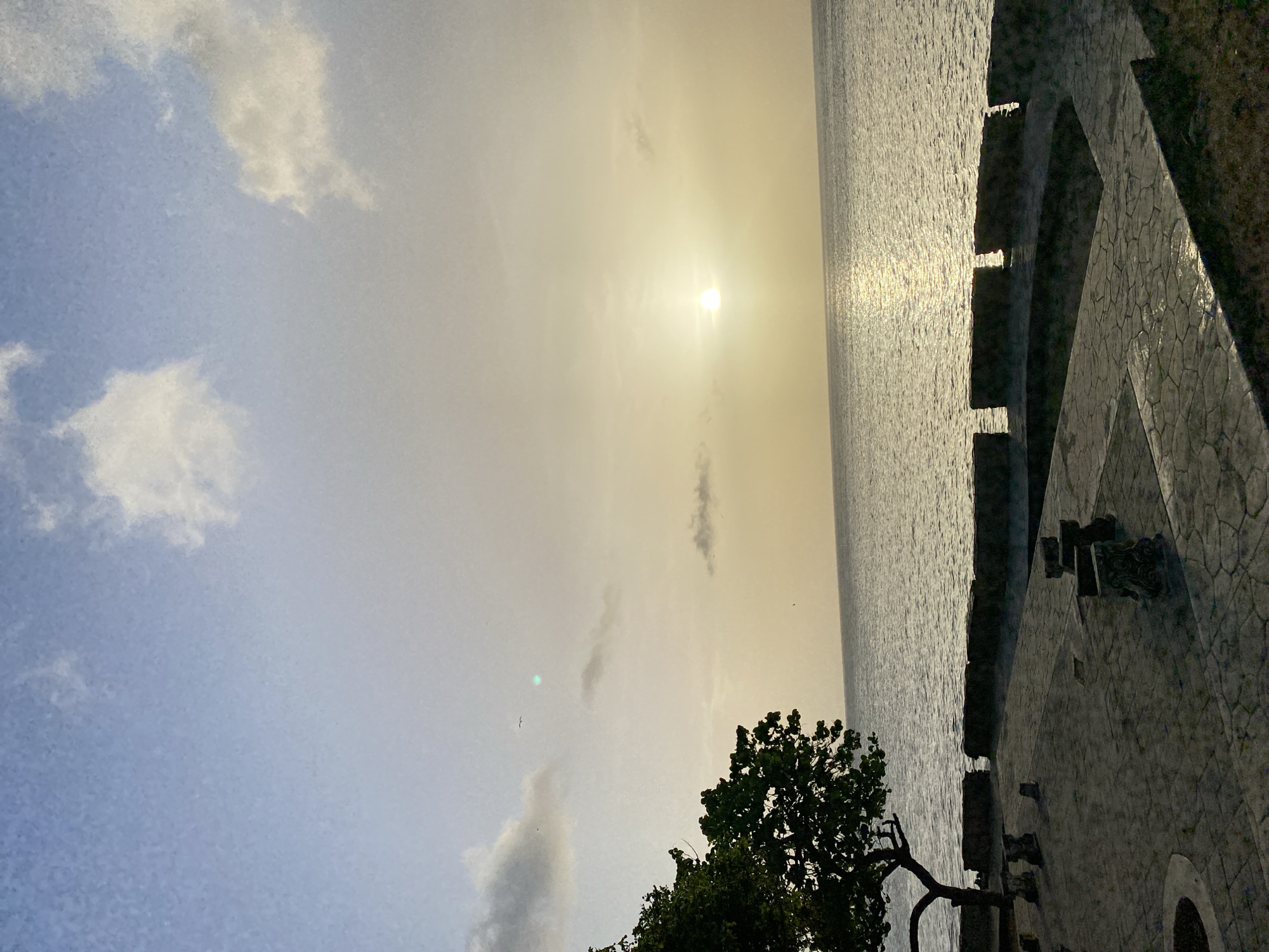 Golden sunset at a coastal lookout in Juan Griego, Venezuela