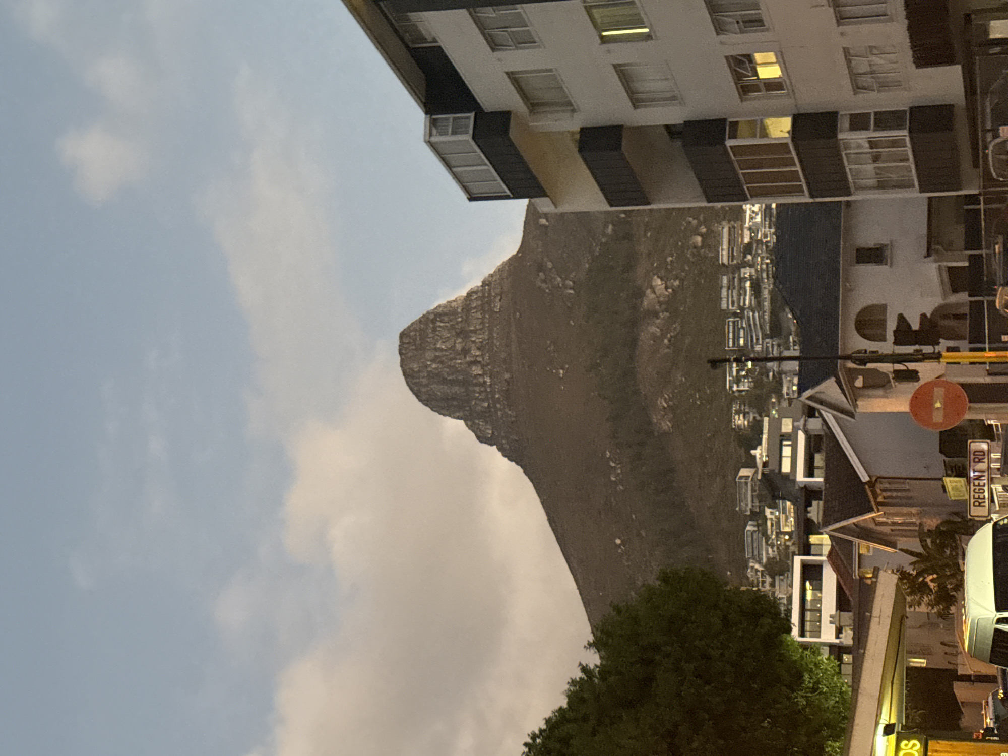 Cape Town street scene captured near Lion's Head mountain