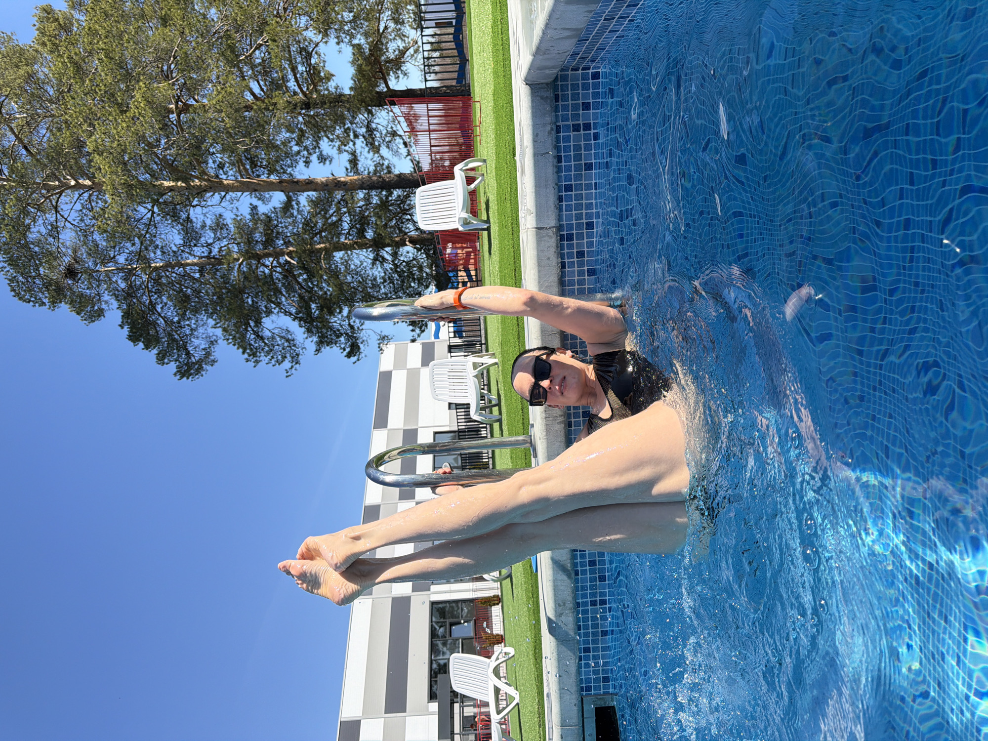 Woman enjoys morning swim at Votkinsk pool