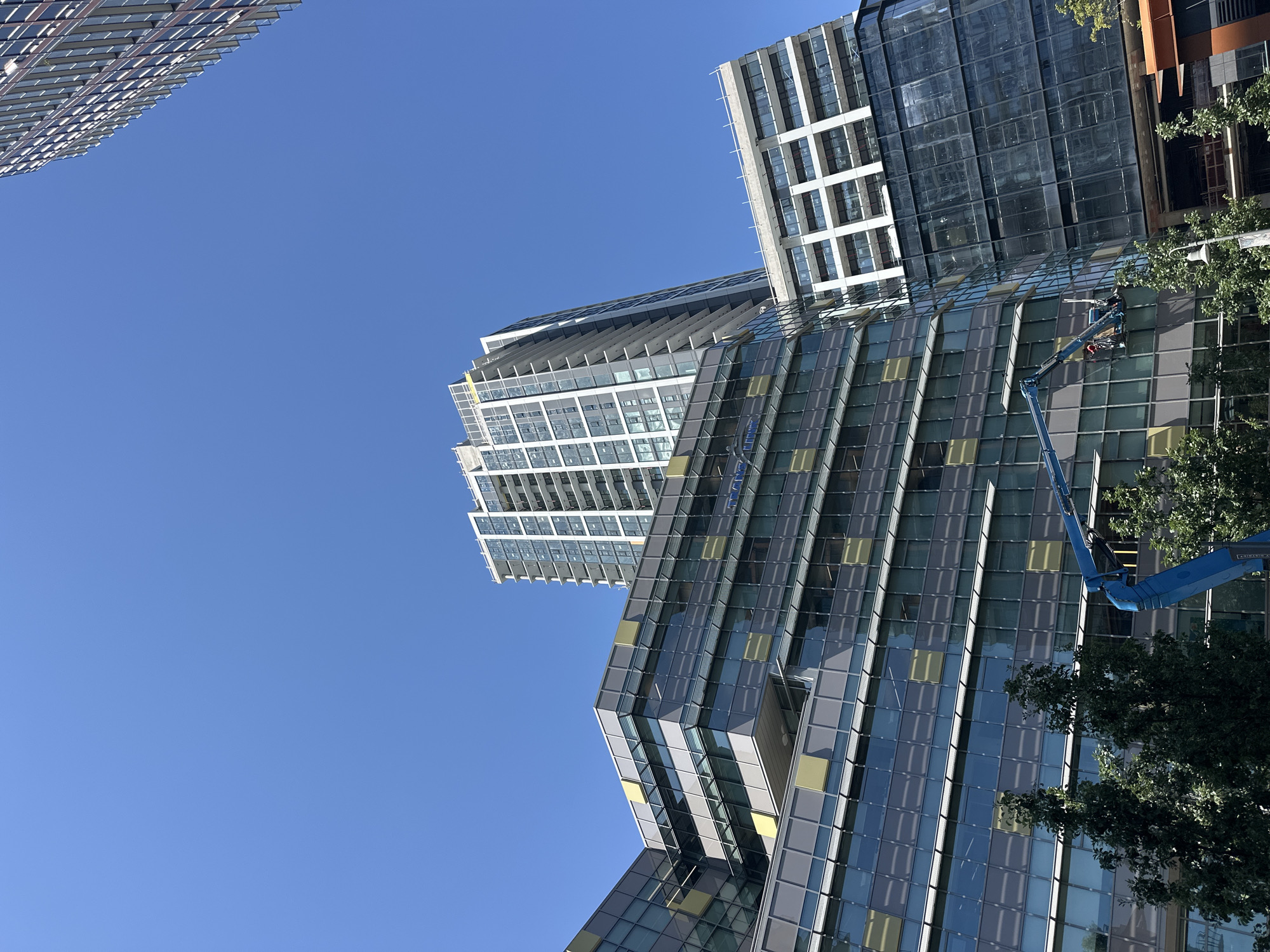 Window cleaners and transit infrastructure in New Westminster's urban core