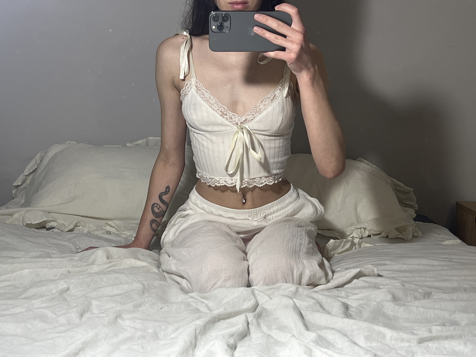 Person takes selfies on bed in Ternopil