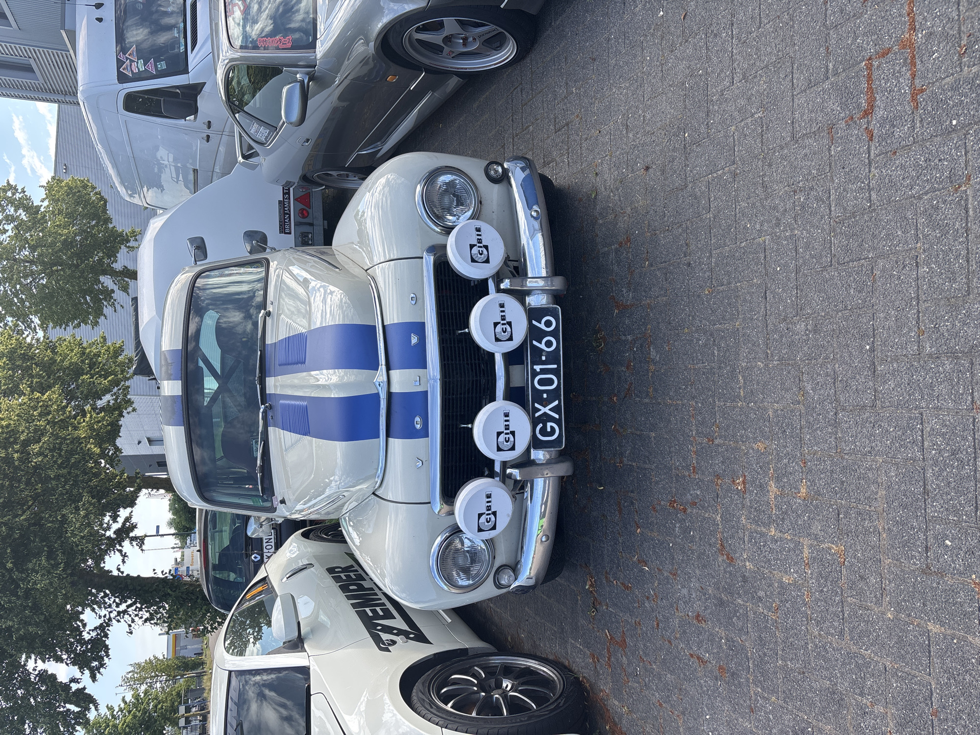 Classic Volvo PV544 with fog lights, parked in Asten