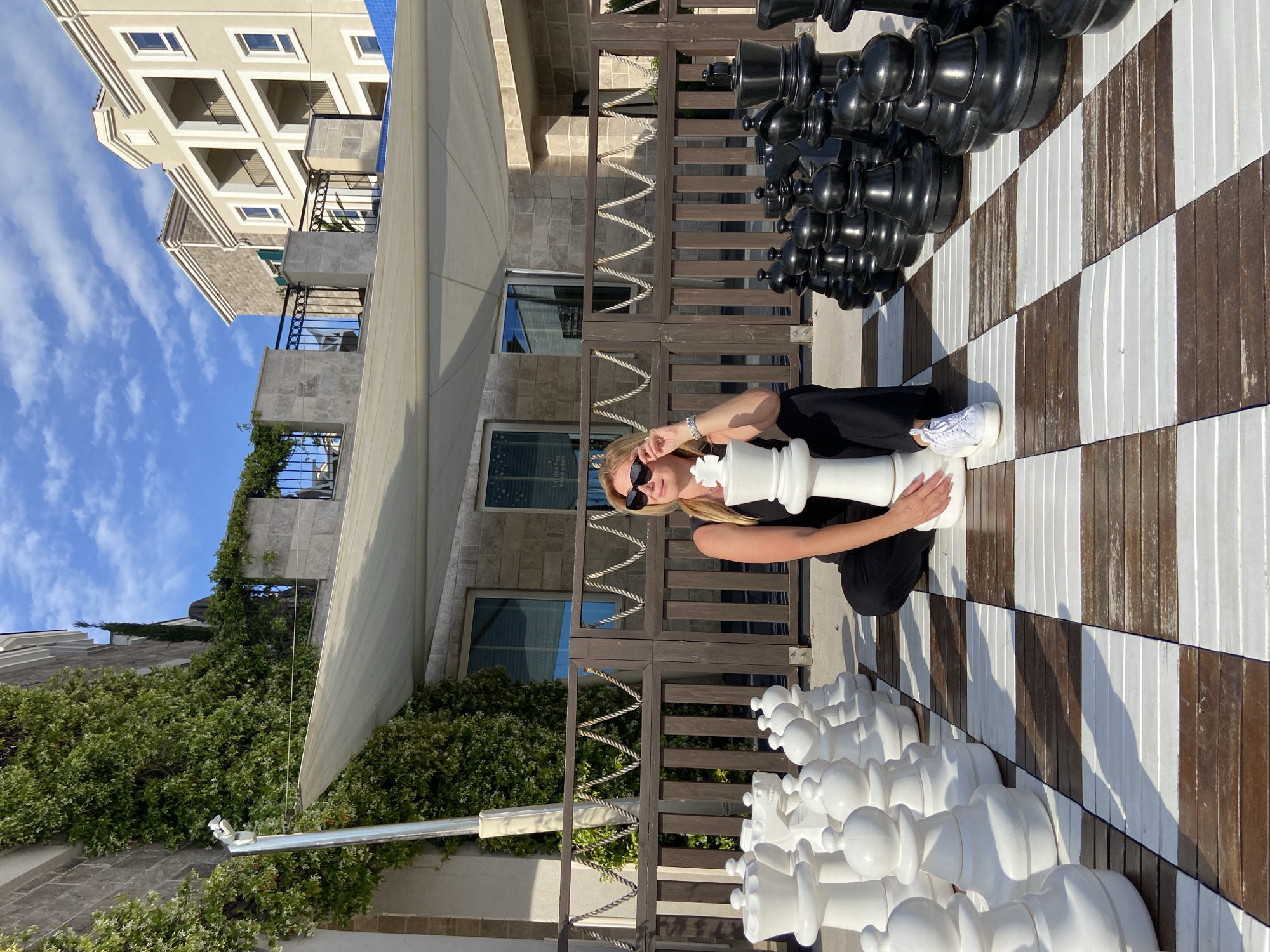 Tourist explores chess-themed coastal resort in Montenegro