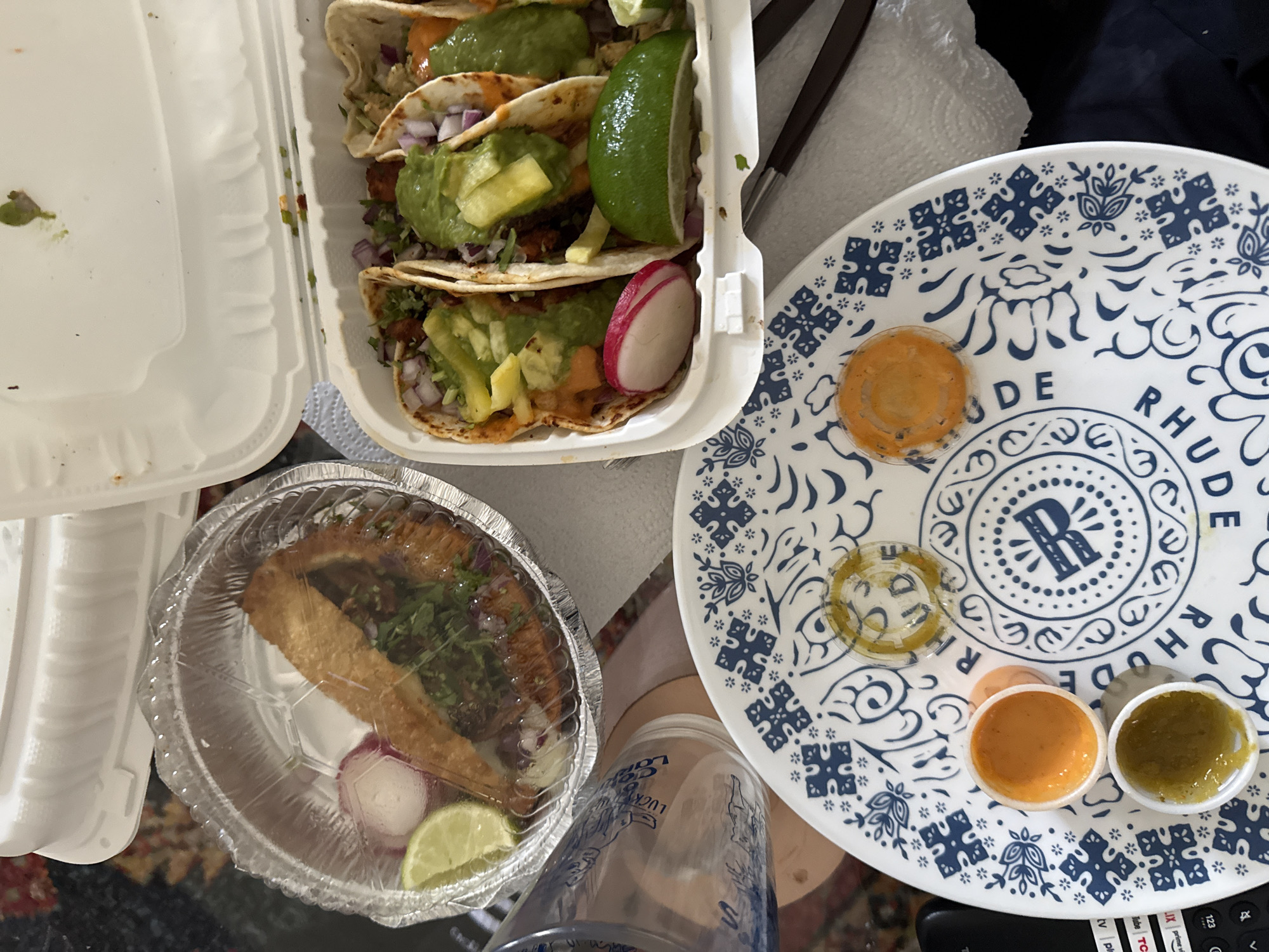 Takeout taco meal documented in New York